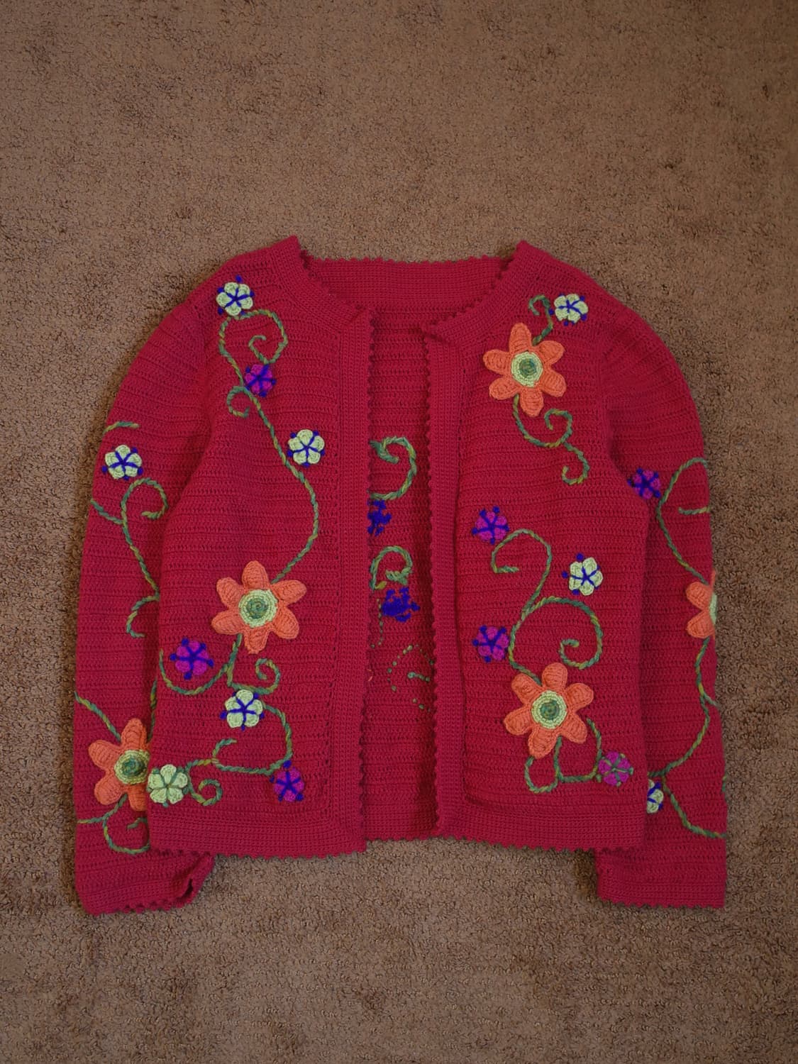핸드메이드 플라워 패턴 니트 가디건 상품이미지1