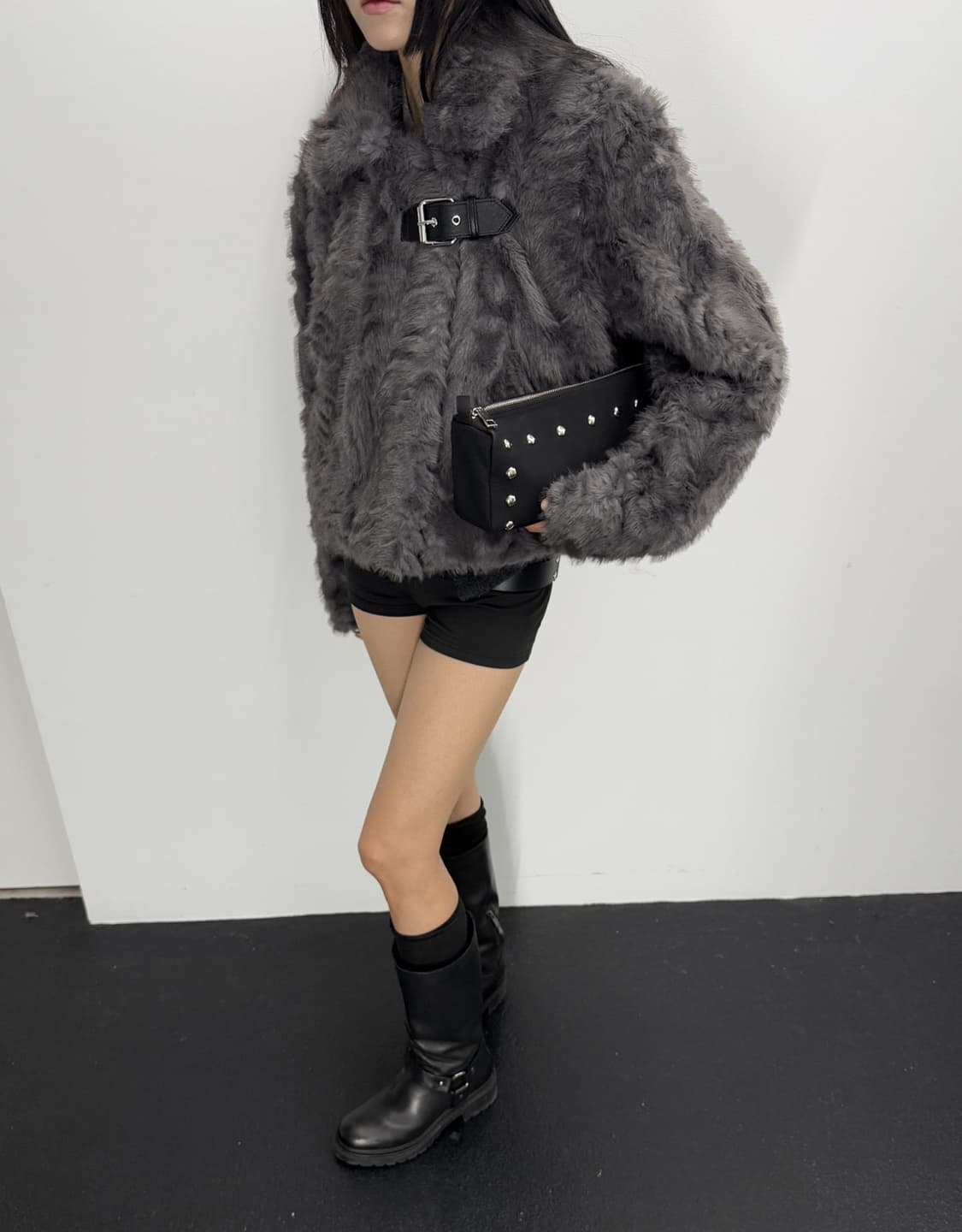 윤세 yunse 퍼자켓 차콜 새상품 상품이미지2