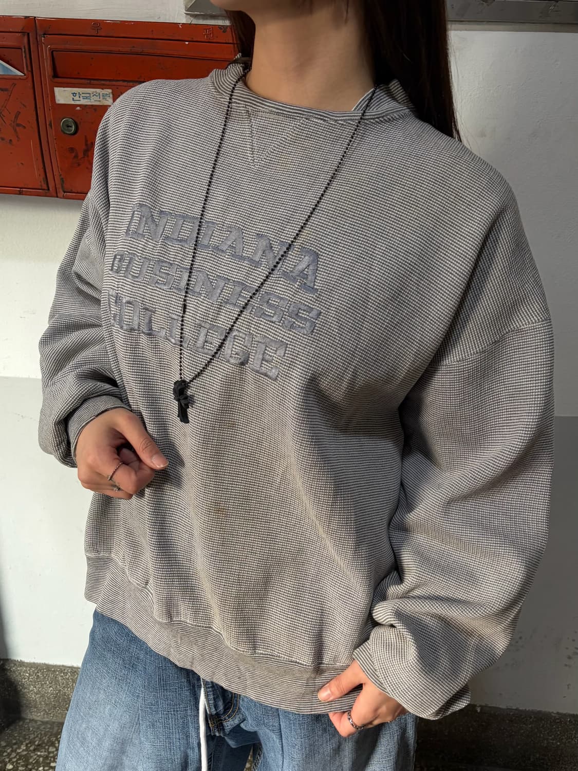 90s 빈티지 와플 레터링 맨투맨 스웻셔츠 상품이미지2