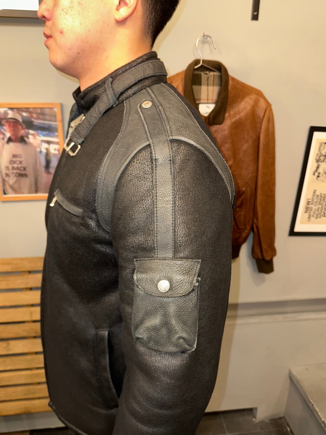 90’s Japanese leather rider shape jacket 상품이미지8