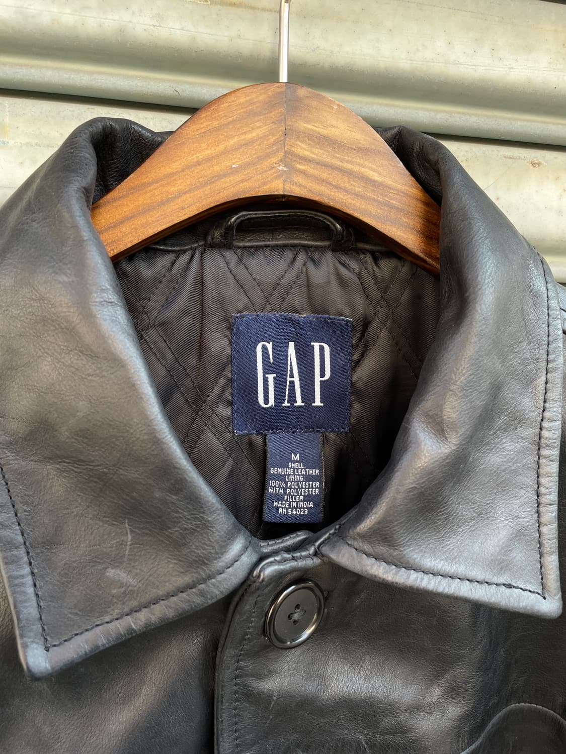 90-00s Old GAP Leather Black Car Coat 상품이미지5