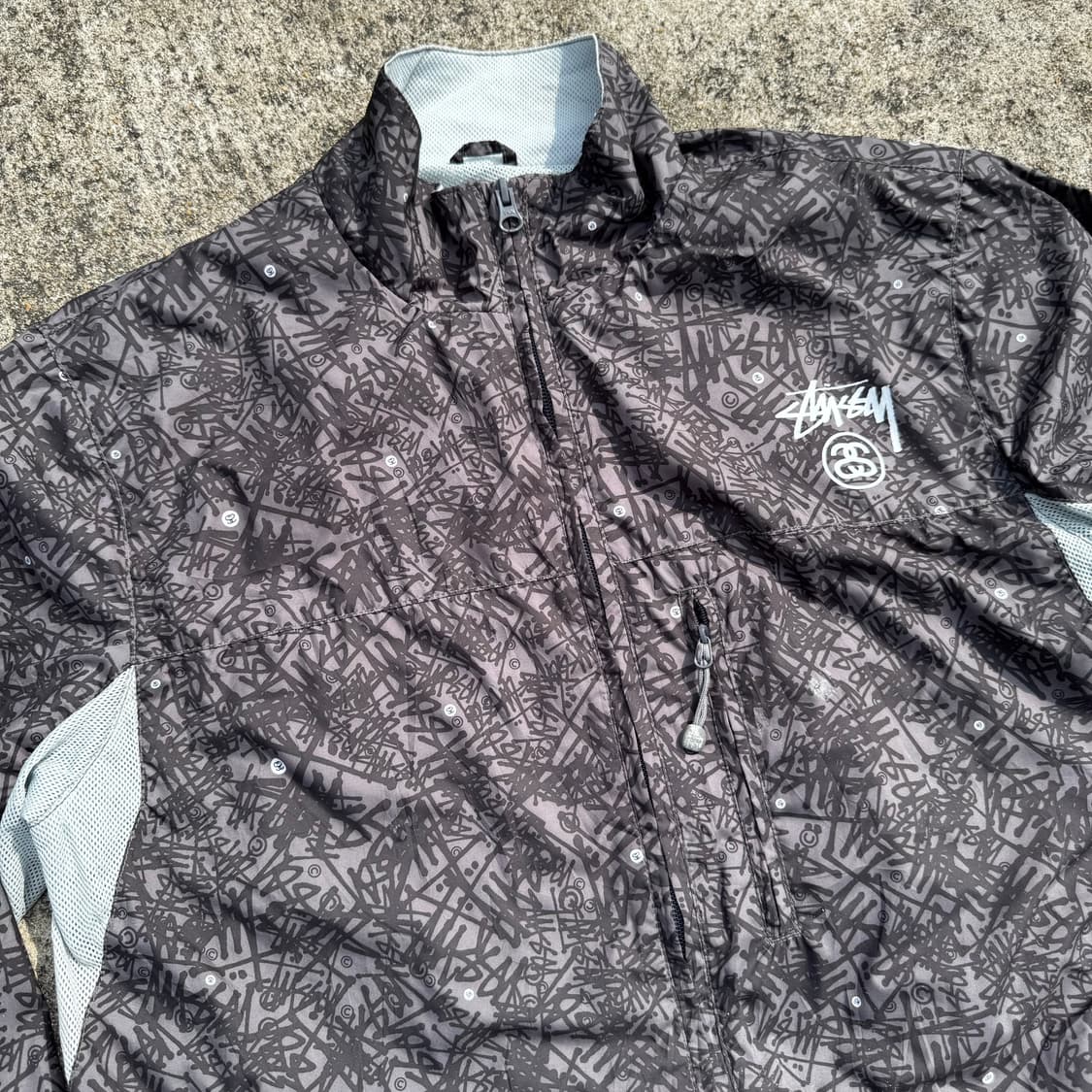 [M-L] Stussy 어센틱 로고 풀 프린팅 바람막이 자켓 상품이미지6