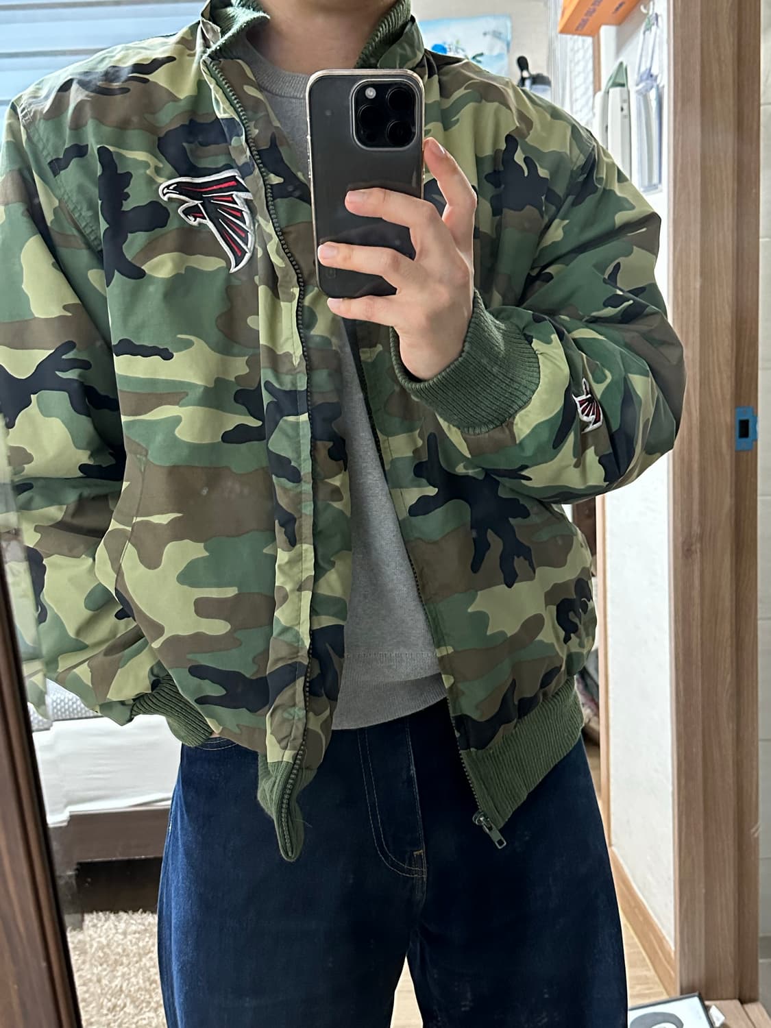 올드 NFL 애틀란타 팔콘 카모 퀄팅 자켓 라지 상품이미지1