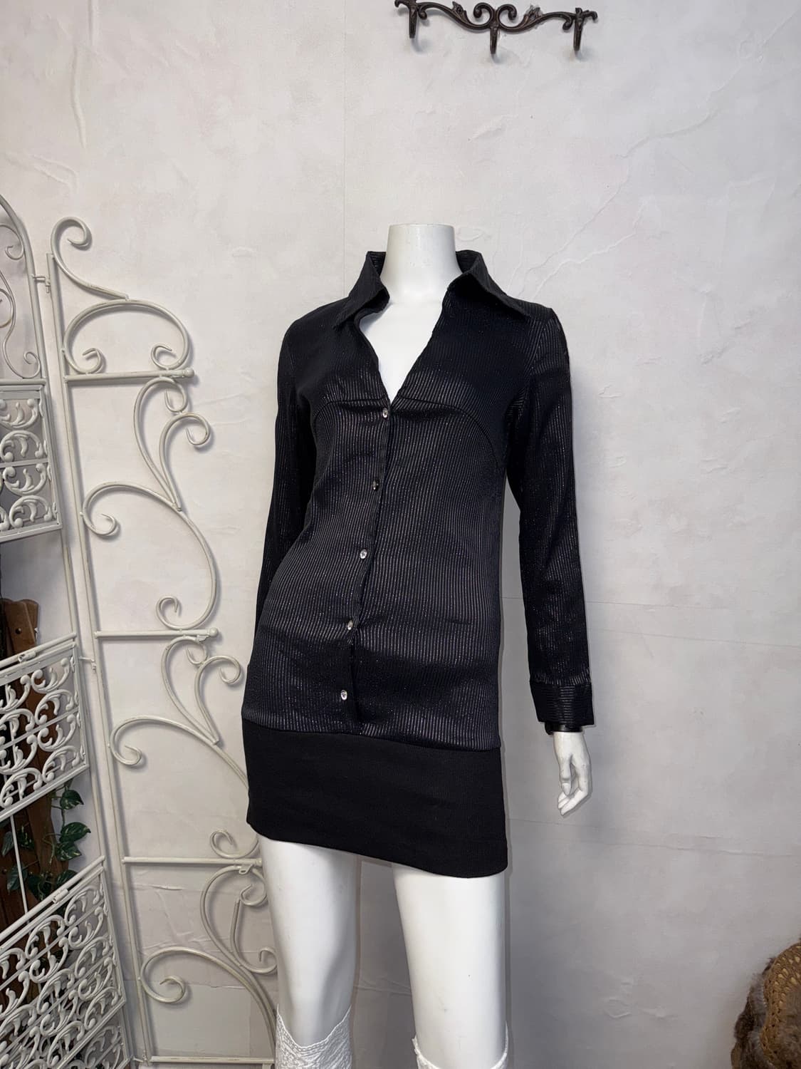 Black back laceup stripe shirt ops 상품이미지3