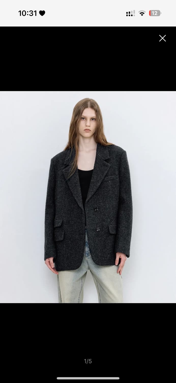 인사일런스 우먼 윈터 오버사이즈 하프 자켓 차콜 S 상품이미지2