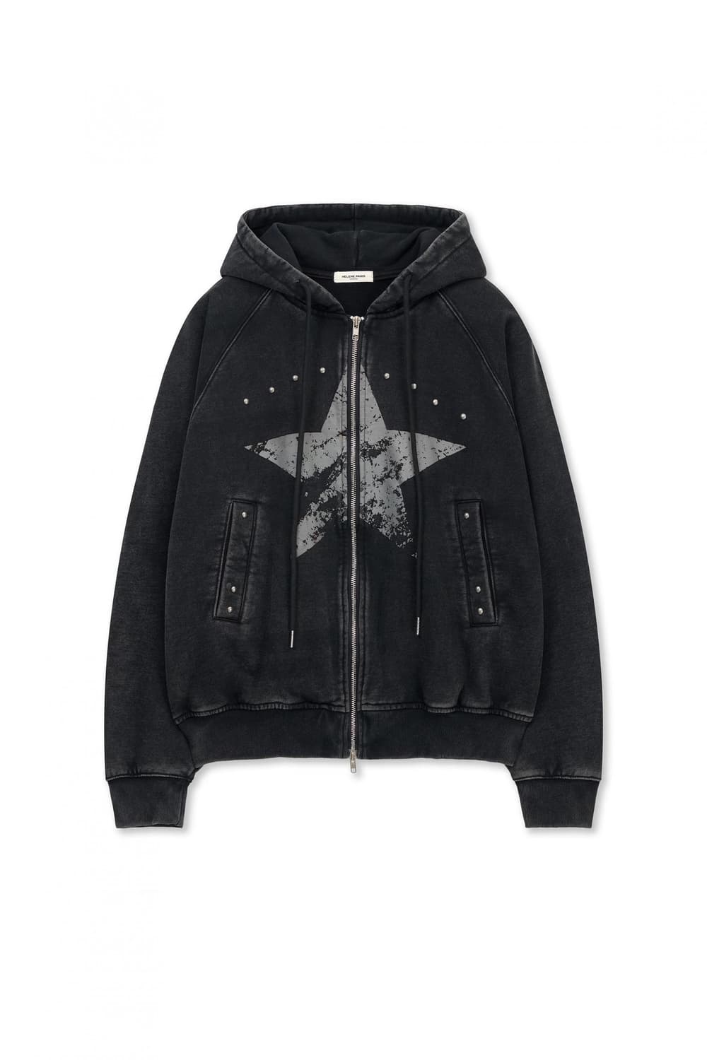 헬레네파리스 쉐터드 스타 빈티지 다잉 후드 집업 [블랙 워시드]  상품이미지1