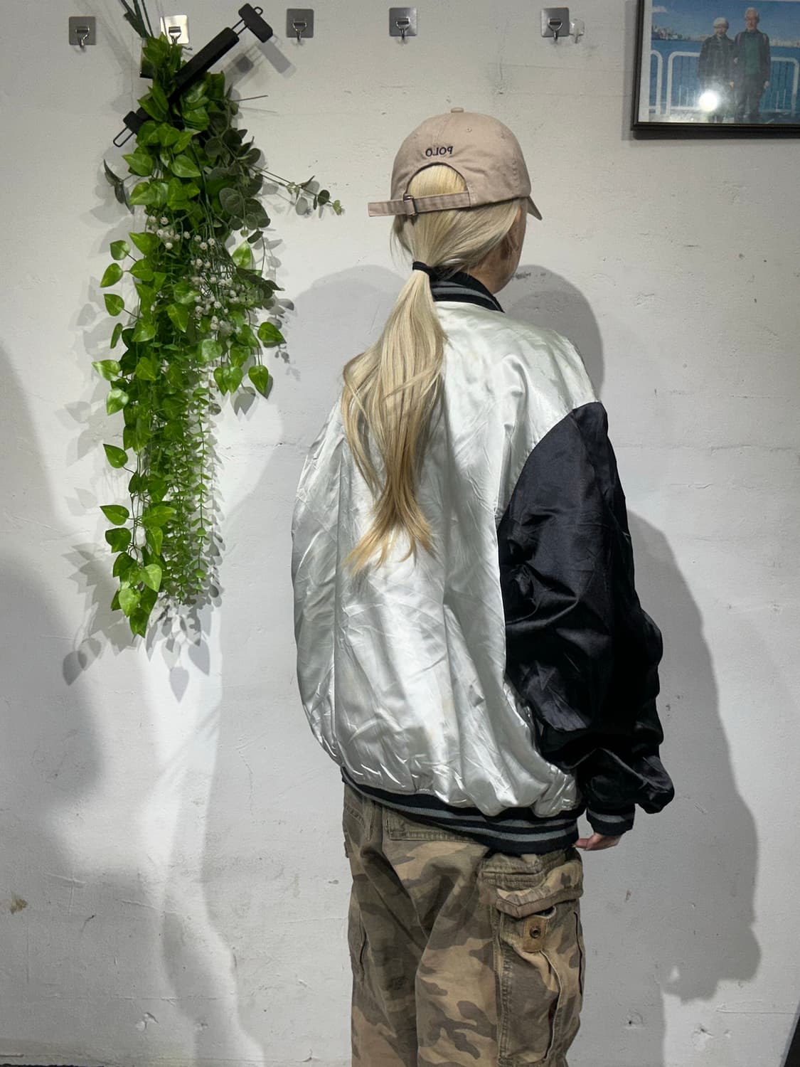 산토리 멜츠 그레이 블랙 배색 바시티 야구 잠바 자켓 L 상품이미지3