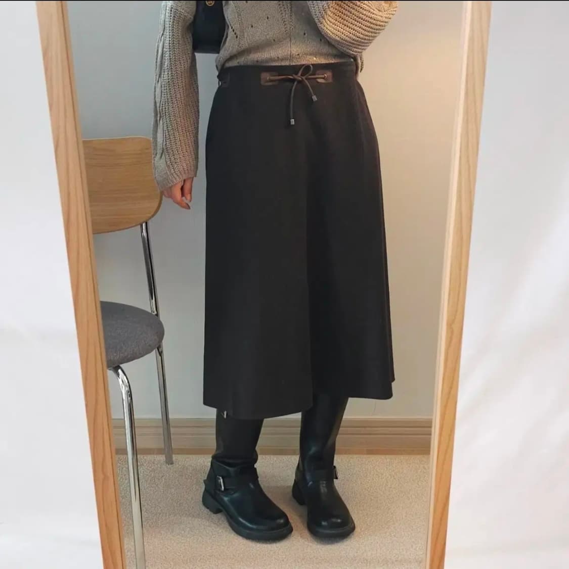 (67-96)PRENDANG 쁘렝땅 울 모직 스커트 브라운 상품이미지1