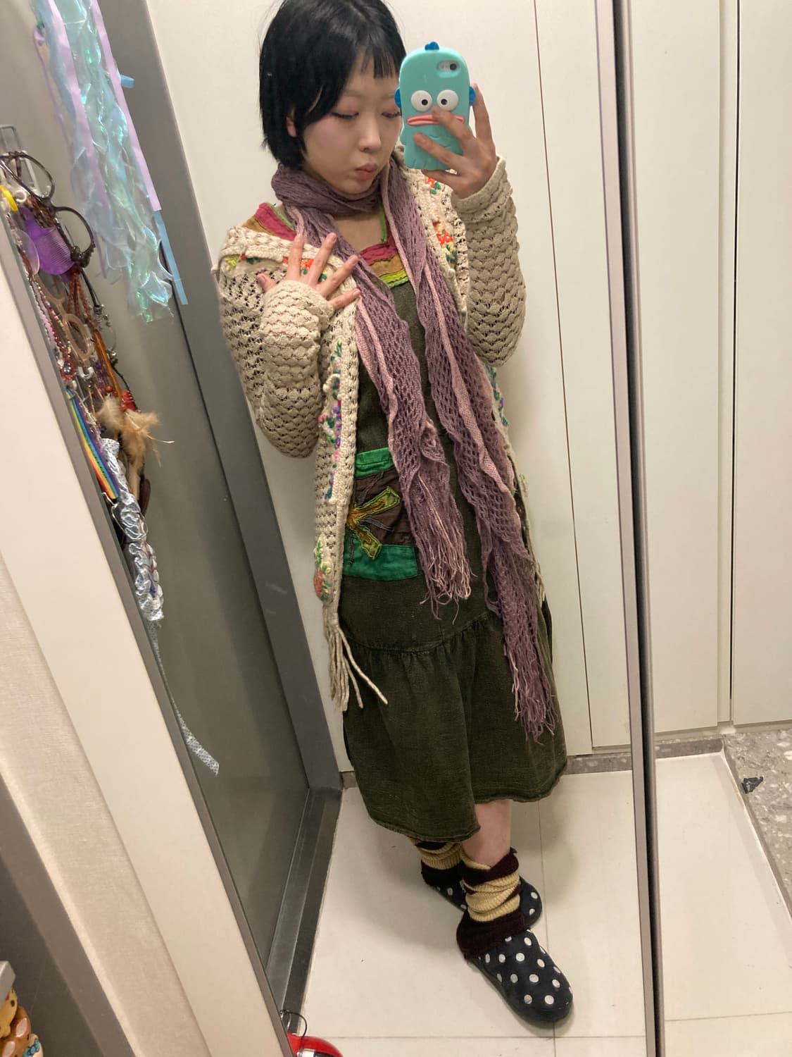 멕시칸 자수 하구미 모리걸 에스닉 히피 집시걸 가디건 원피스 목도리 머플 상품이미지2