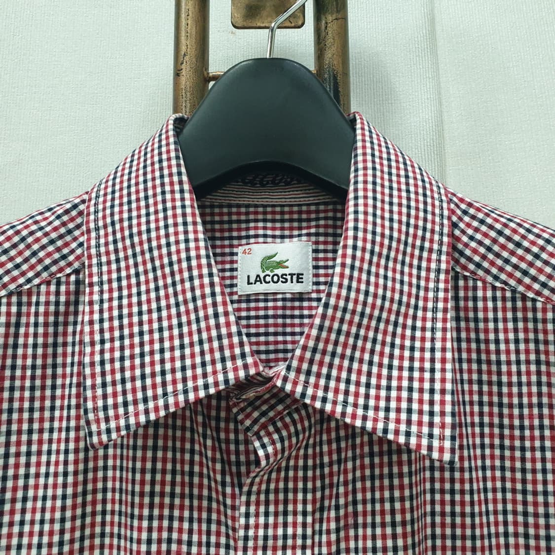 라코스테 깅엄체크 스판 반팔 셔츠 105 상품이미지4