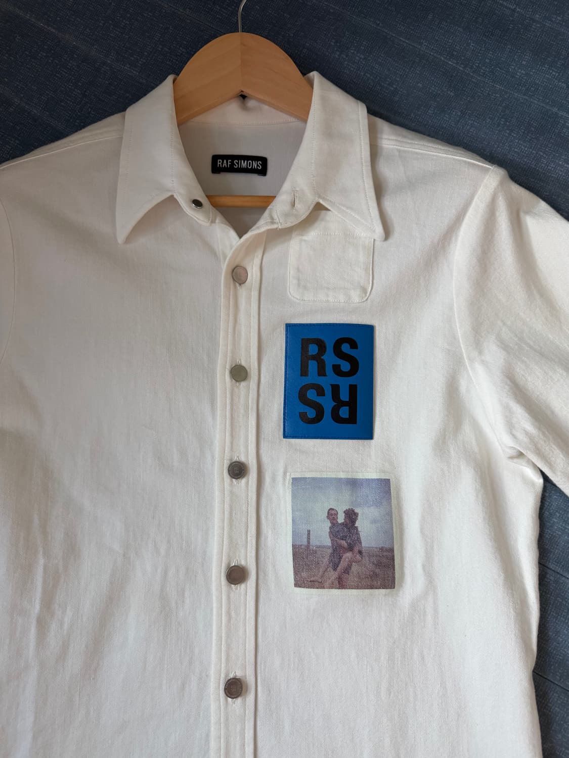 라프시몬스 15ss 로고 레더패치 원포켓 셔츠 상품이미지1