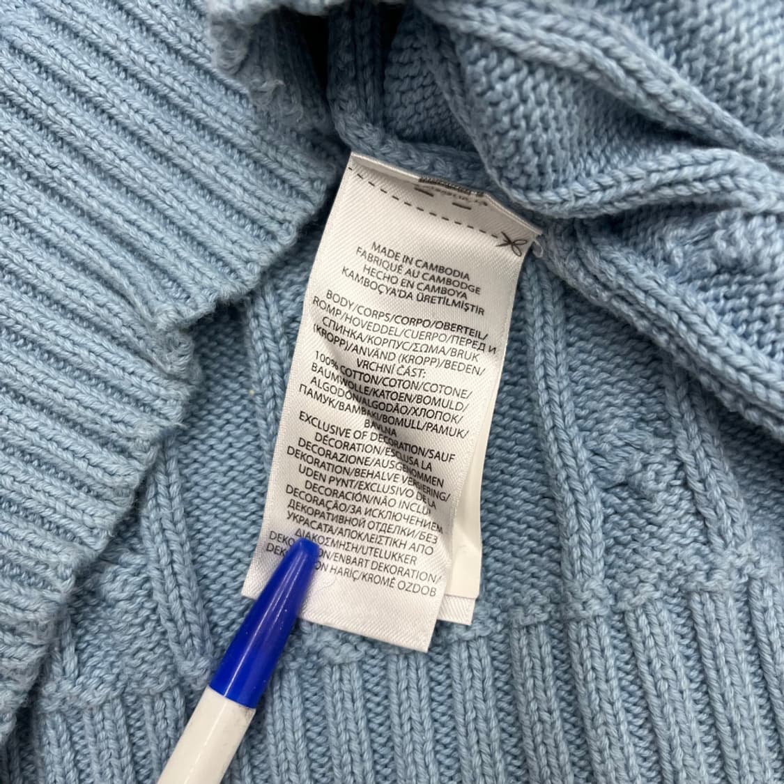 폴로 랄프로렌 화이트포니 베이비블루 꽈배기 브이니트 L 상품이미지5