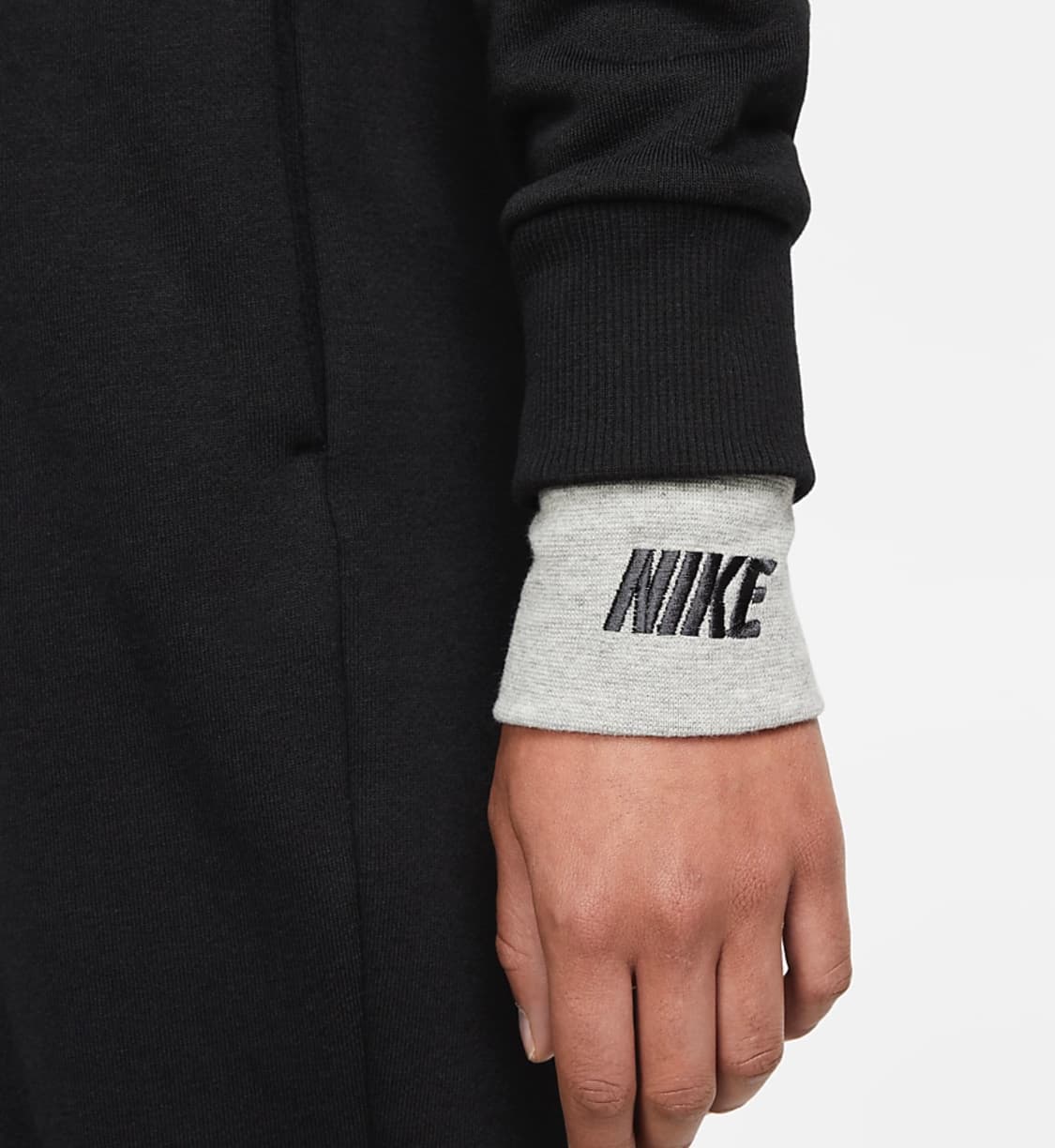 [새상품]나이키 미니 스우시 크롭 밴딩 플리스 숏 후드티 블랙 그레이 상품이미지7