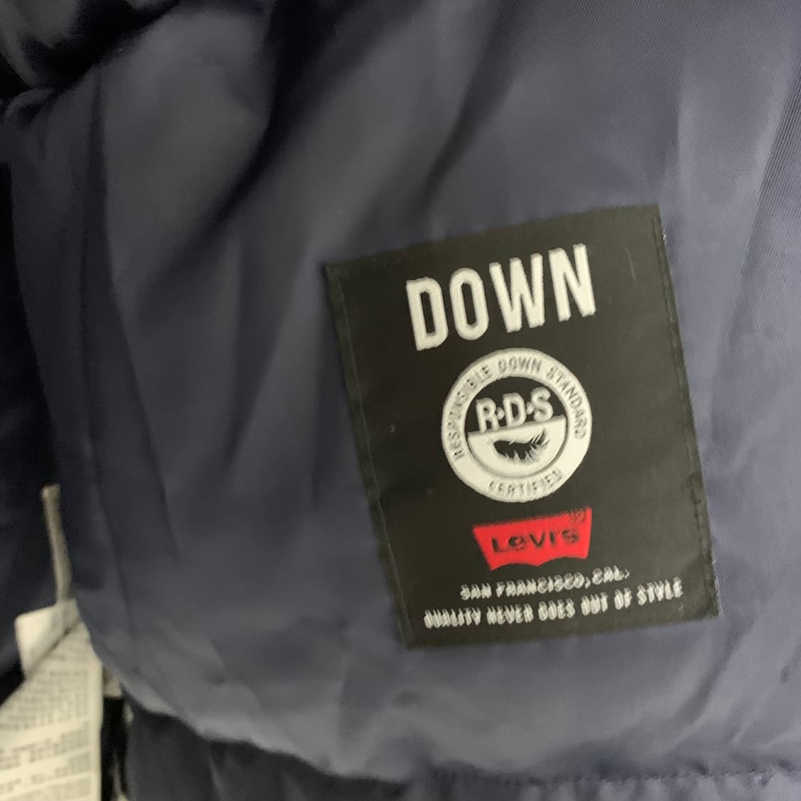 리바이스 덕다운 사선 버튼 후드 패딩코트 네이비 퍼 안감 남성 S 상품이미지7