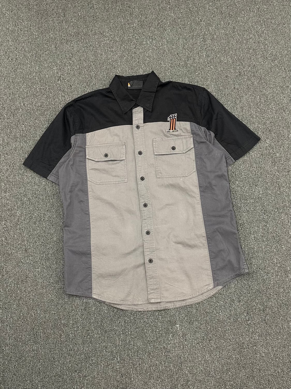 L)할리데이비슨 빈티지 NO.1 자수 반팔셔츠 상품이미지2