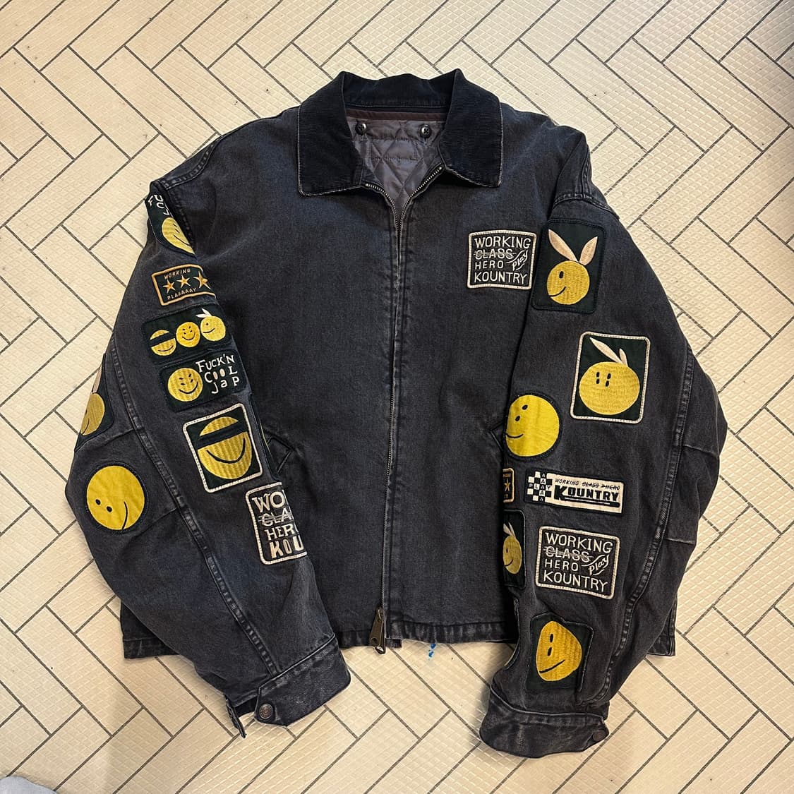 캐피탈 14온즈 블랙 X블랙 데님 티백 드리즐러 자켓 아니키 레인보위 상품이미지1