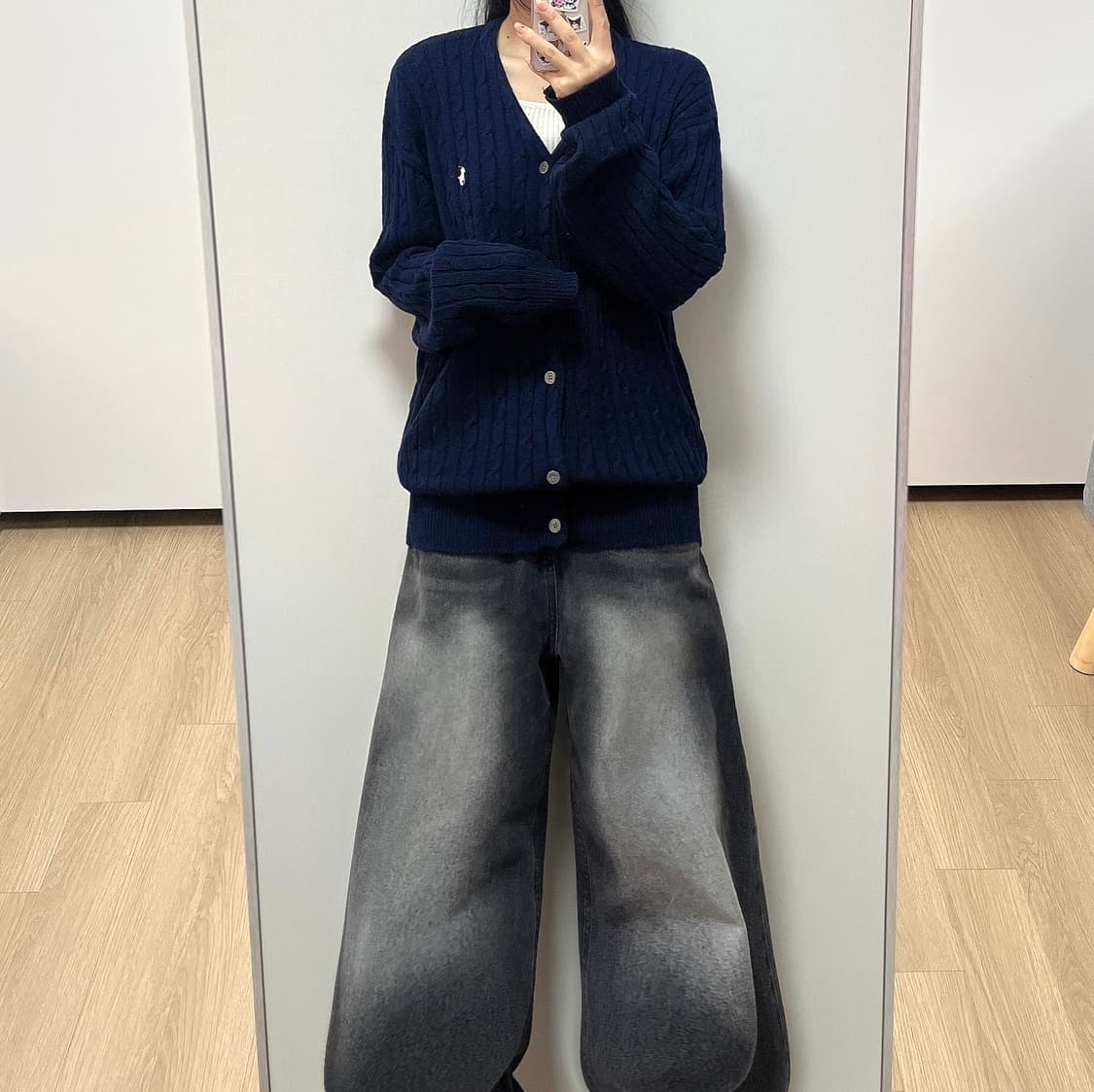 폴로 랄프로렌 네이비 브이넥 케이블 니트 가디건 상품이미지1