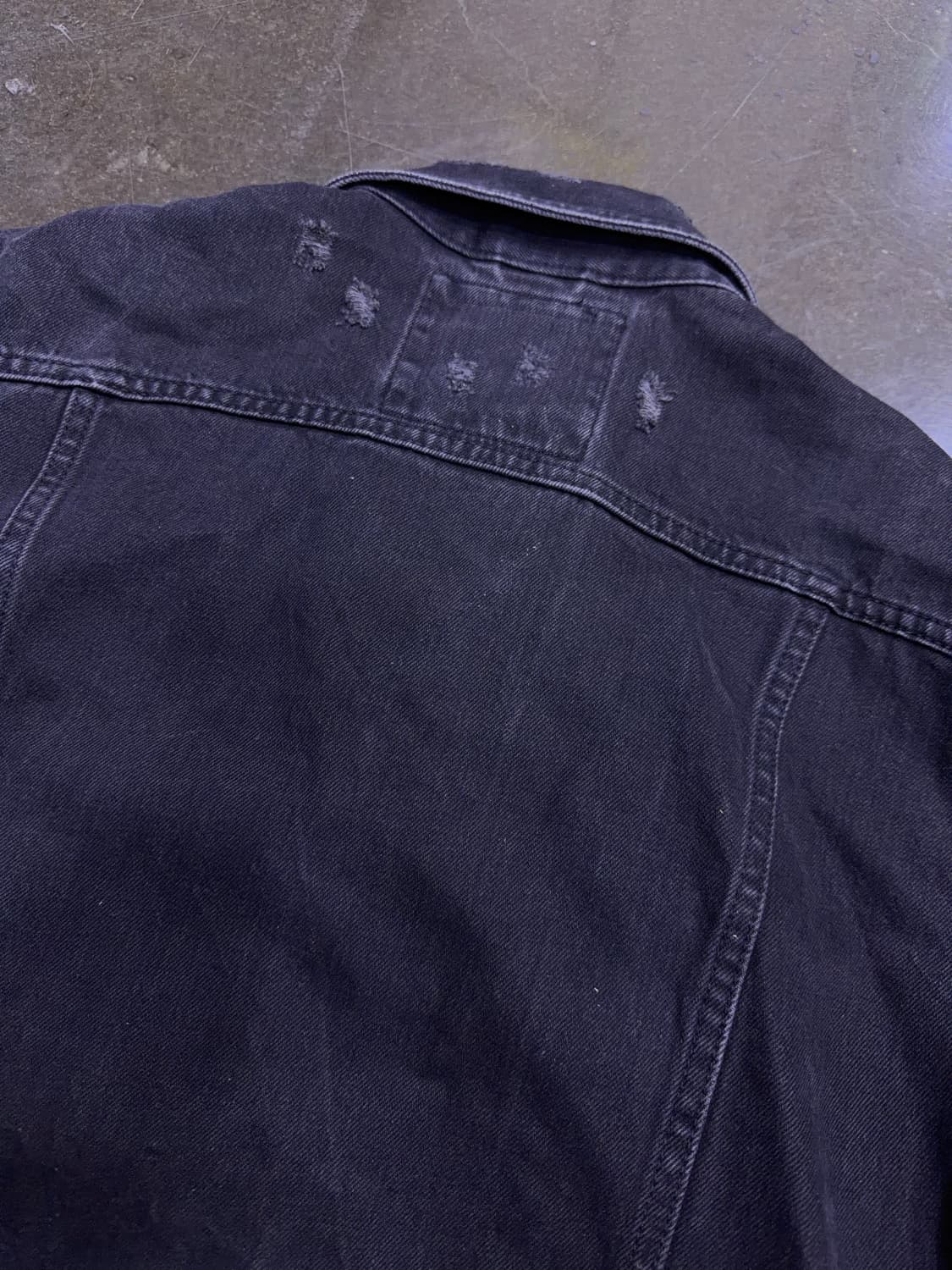 자라 빈티지 워싱 데미지 1세대 데님자켓 블랙 M 상품이미지7