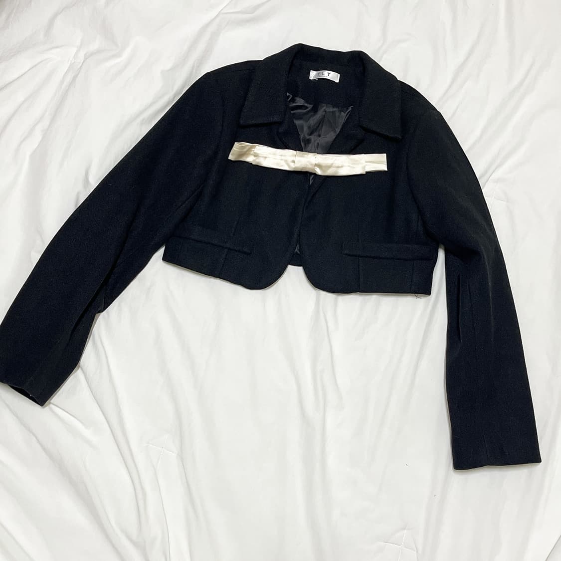 빈티지 ) 리본포인트 오픈크롭자켓 상품이미지2