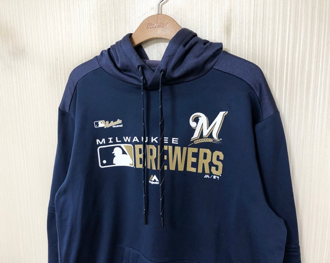 MLB 마제스틱 밀워키브루워스 어센틱 후드티셔츠 L 상품이미지6