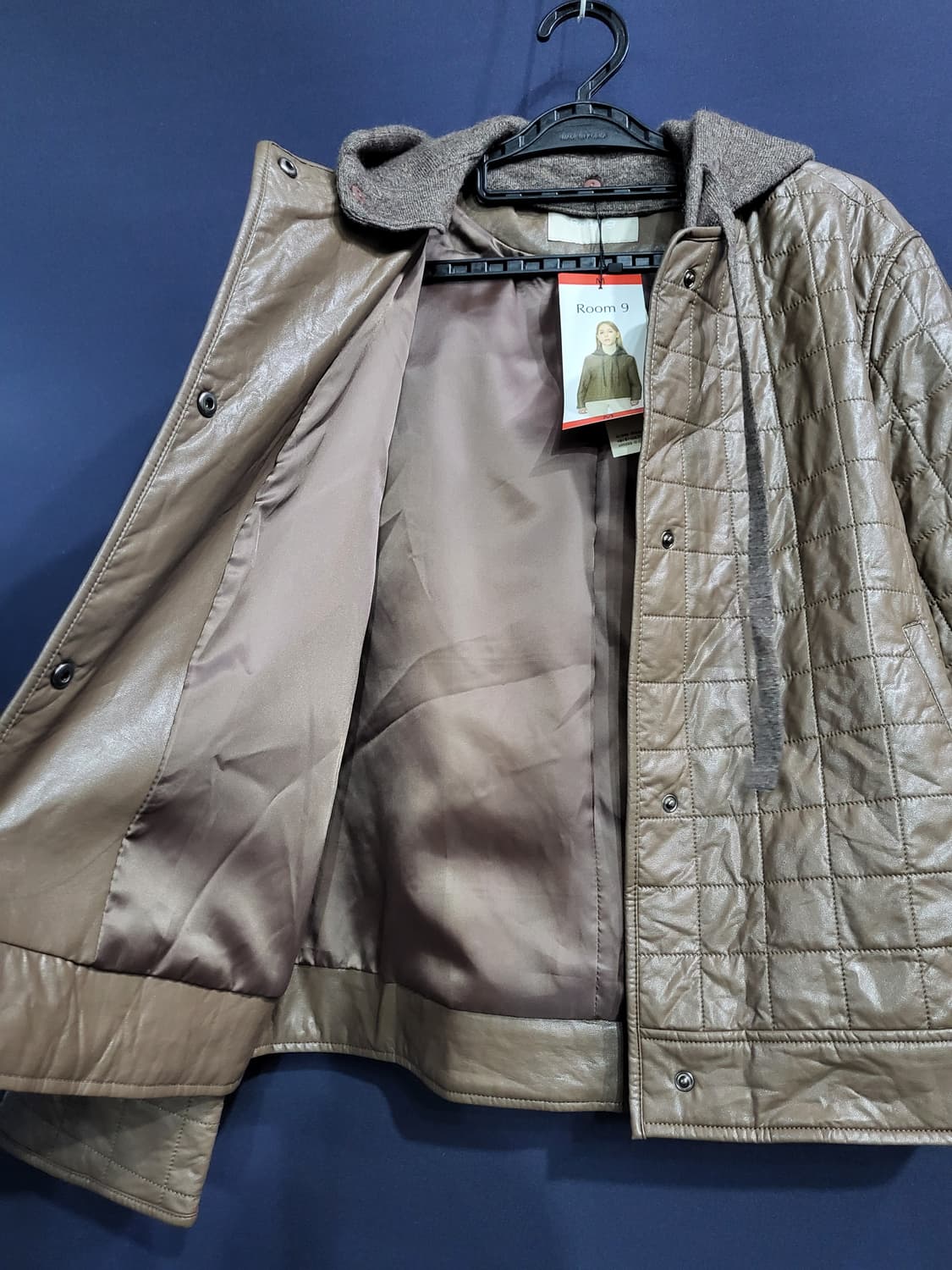 ROOM9 합성가죽 퀼팅후드자켓(새상품) 상품이미지6