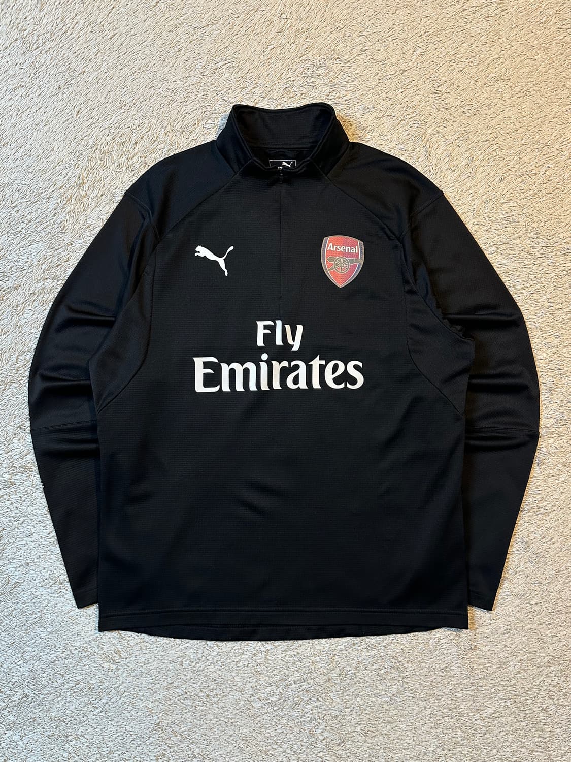 대장급) 푸마 아스날 하프 반집업 트랙탑 져지 올블랙 상품이미지1