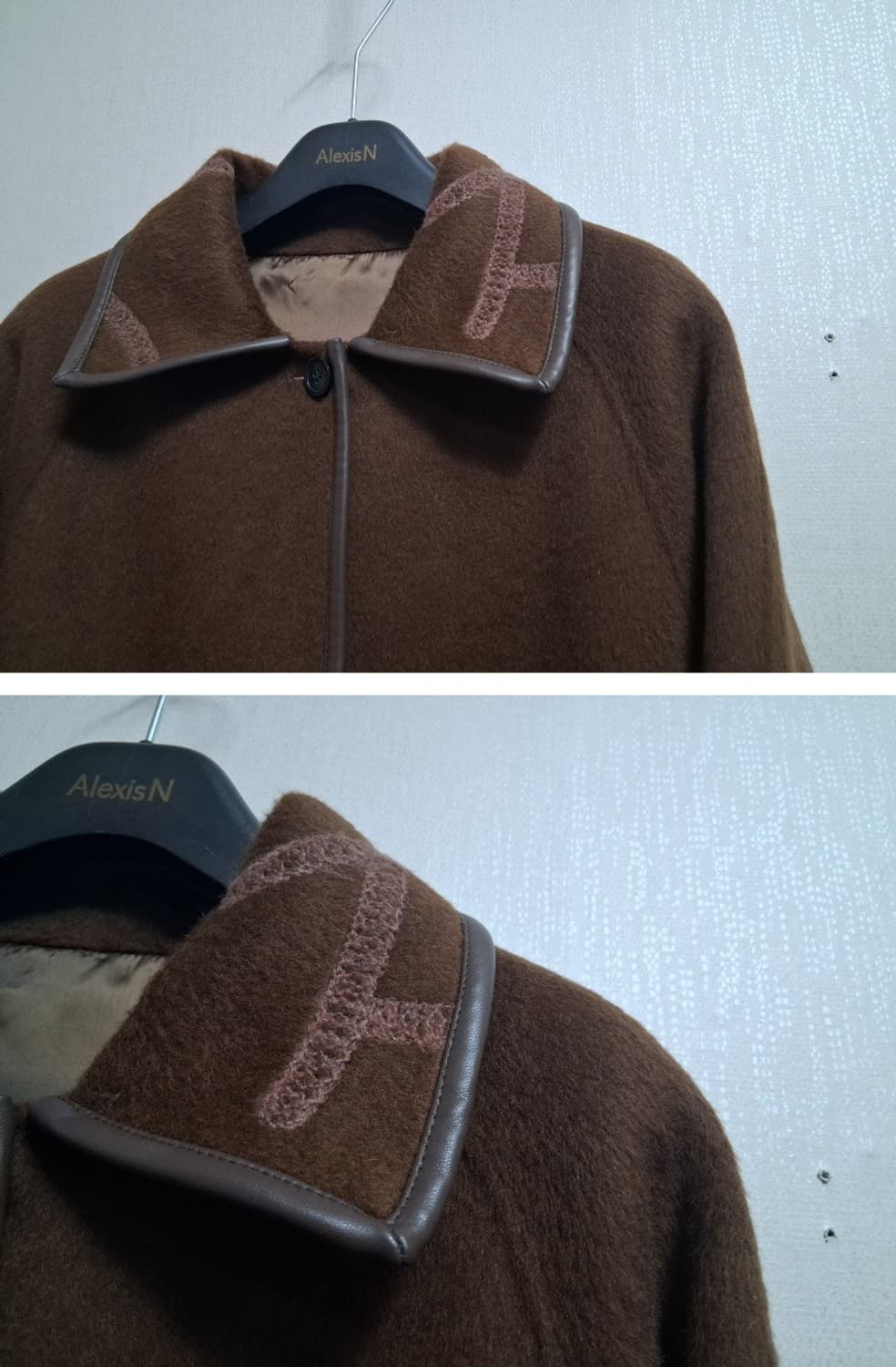 수입 낙타털 혼합 천연양가죽 배색 양모롱코트 카멜 새거 프리  상품이미지5