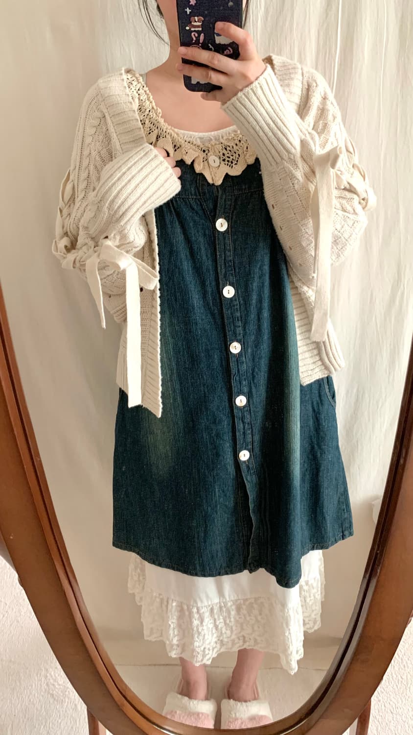 CHIP CLIP 모리 아일렛 리본 니트 볼레로 상품이미지4