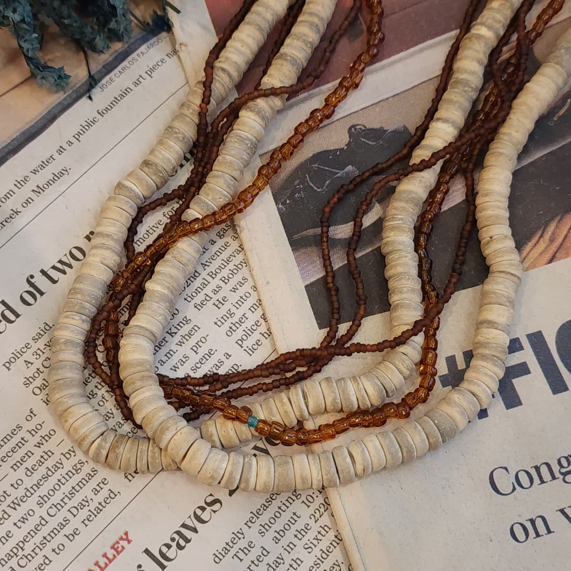 90s 프랑스 빈티지 쥬얼리 히피스타일 비즈 목걸이 빈티지 목걸이 상품이미지3
