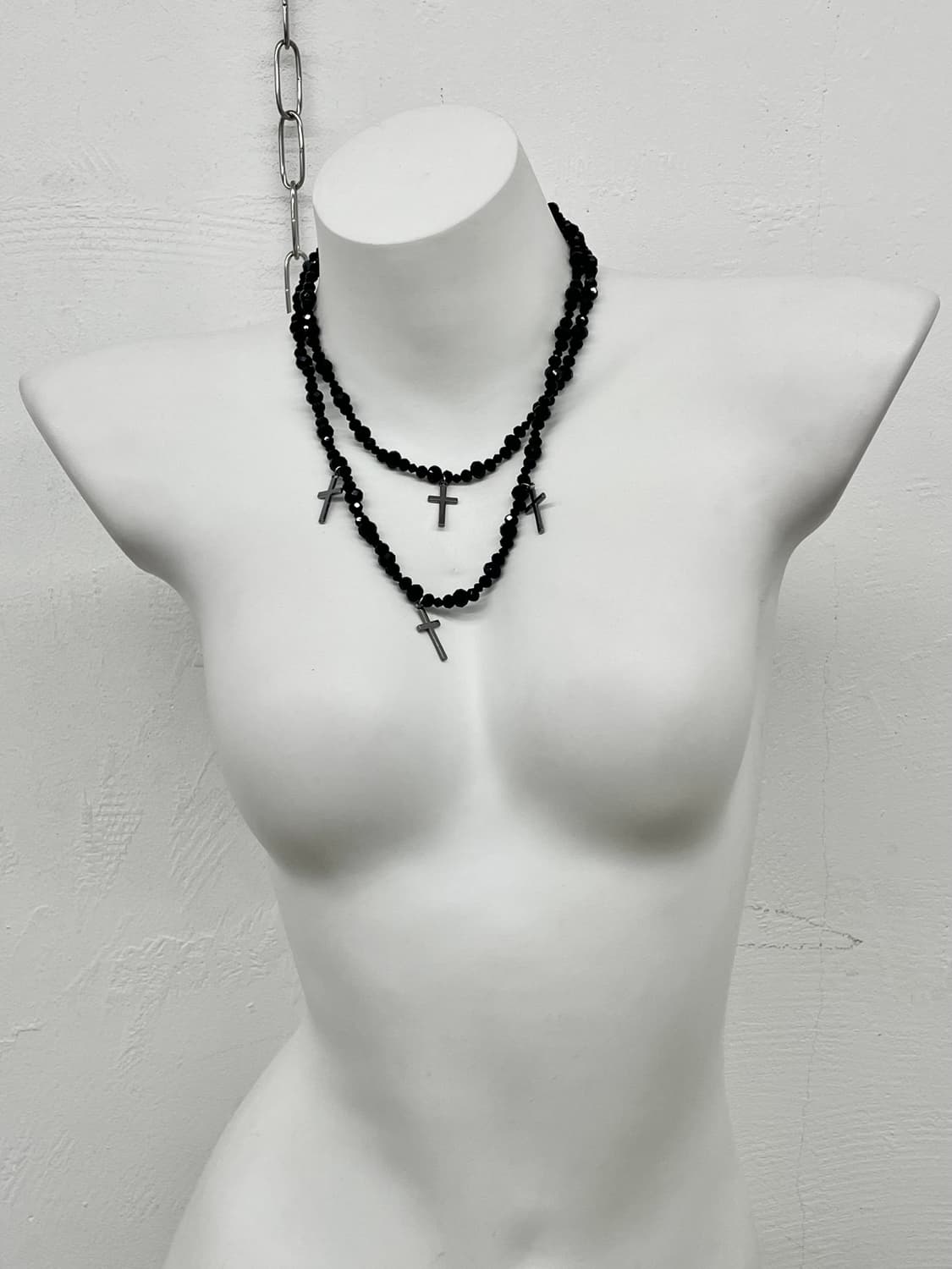 블랙 고딕 십자가 레이어드 네크리스 상품이미지5