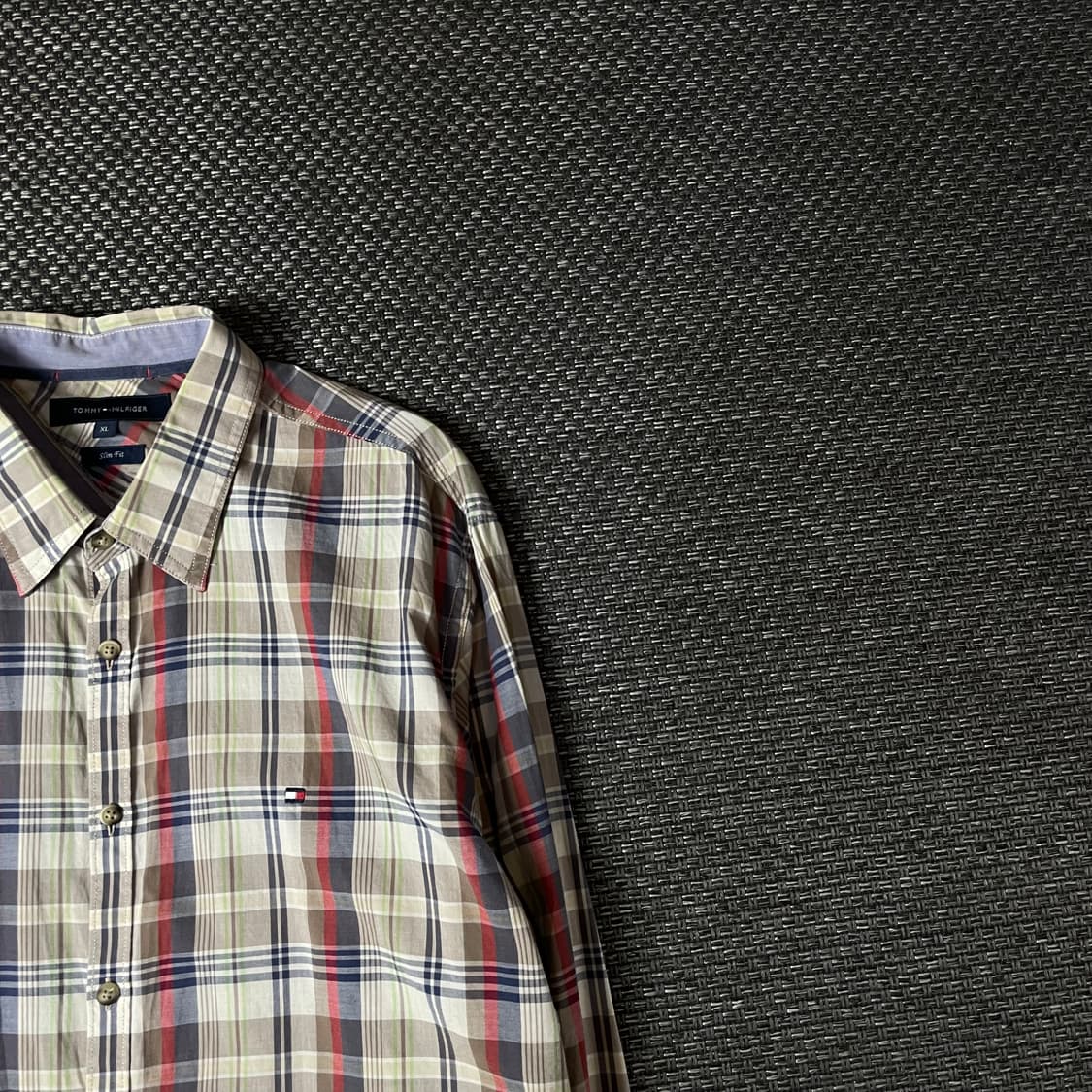 타미힐피거 연브라운 블루 레드 멀티배색 체크 긴팔 셔츠 슬림핏 XL 상품이미지3