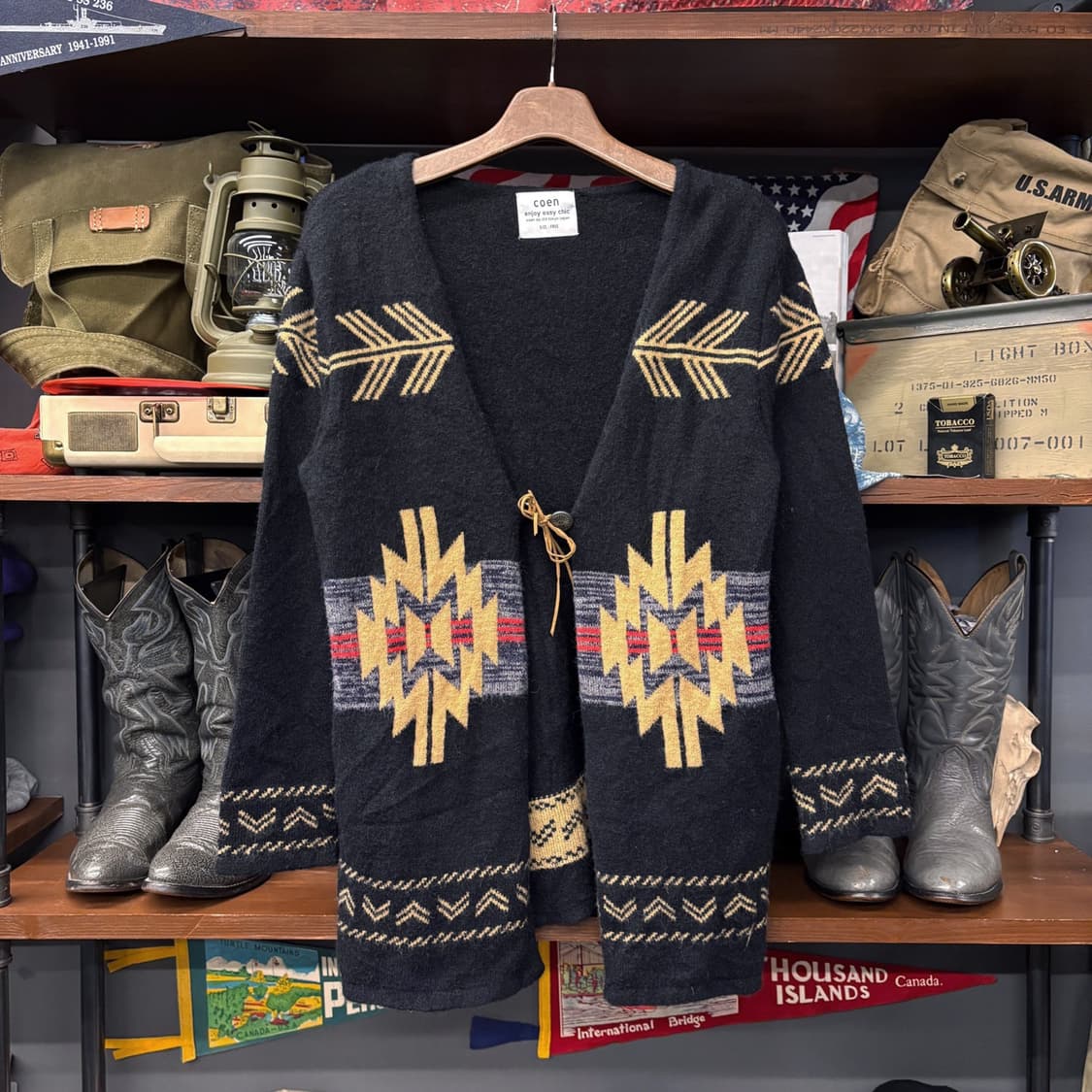 코엔 네이티브 아메리칸 나바호 애로우 패턴 콘초 가디건 N563 상품이미지1