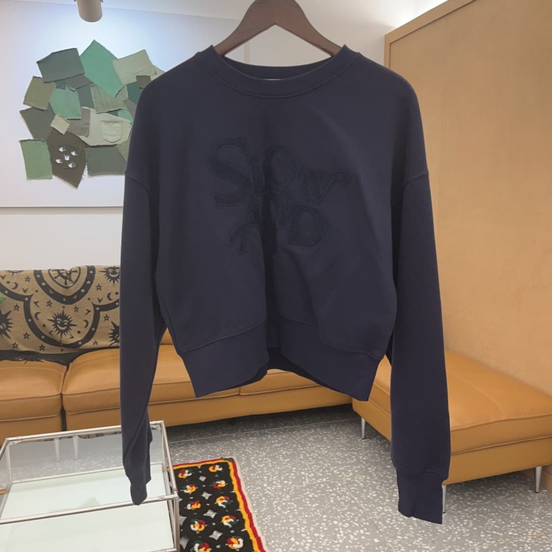 슬로우애시드 빈티지 레트로 빅로고 세미크롭 맨투맨 L C07569 상품이미지3