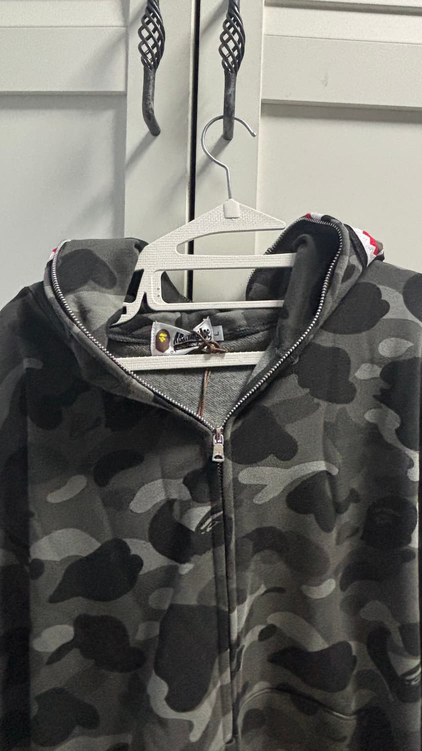 베이프 샤크 후드집업 그레이 L 상품이미지3