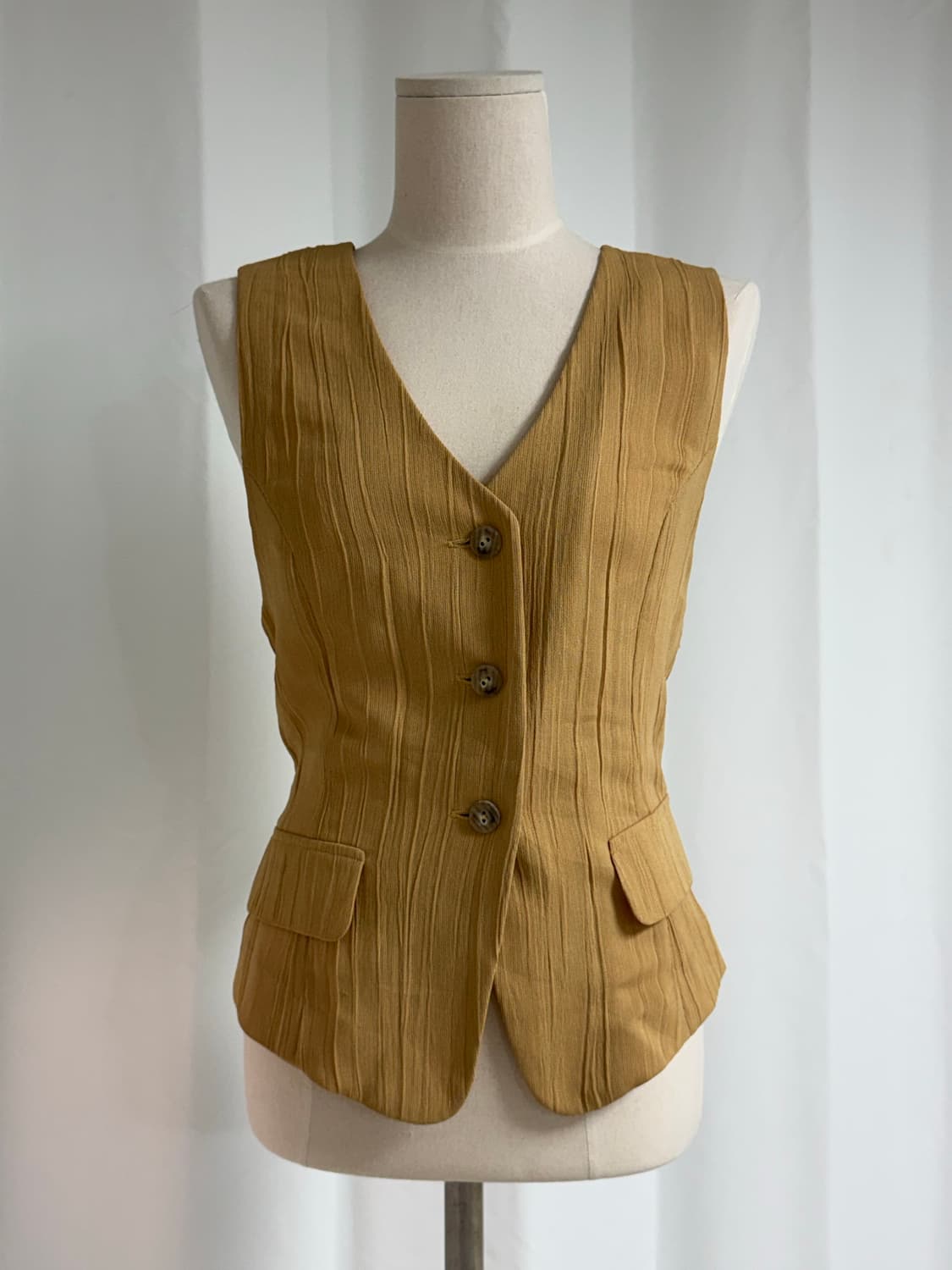 Mustard Bamboo  Linen Vest Vest 상품이미지7