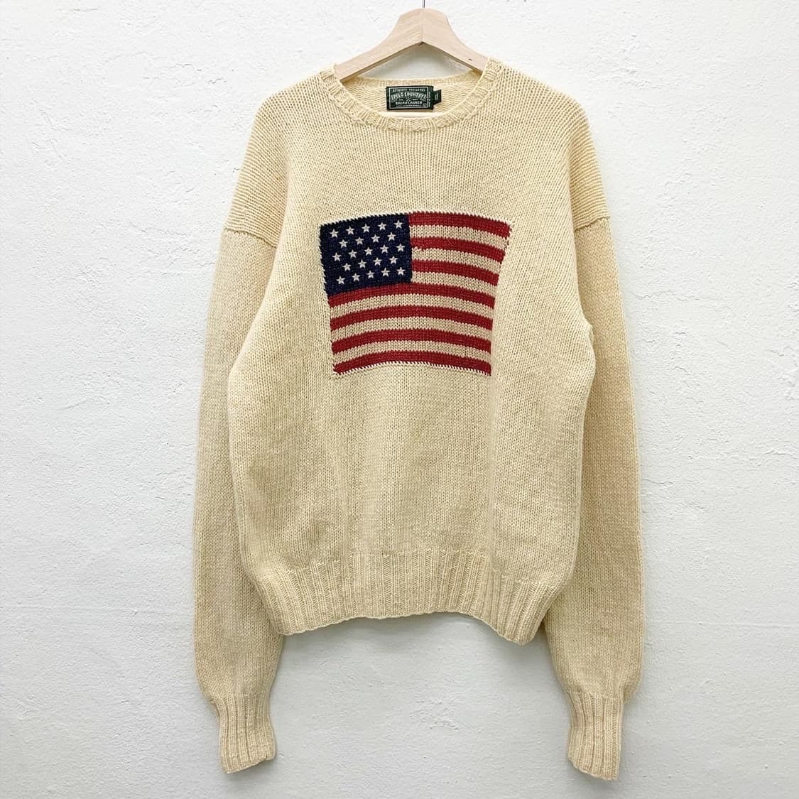 폴로 컨트리 아이보리 성조기 울 라운드 니트 상품이미지3