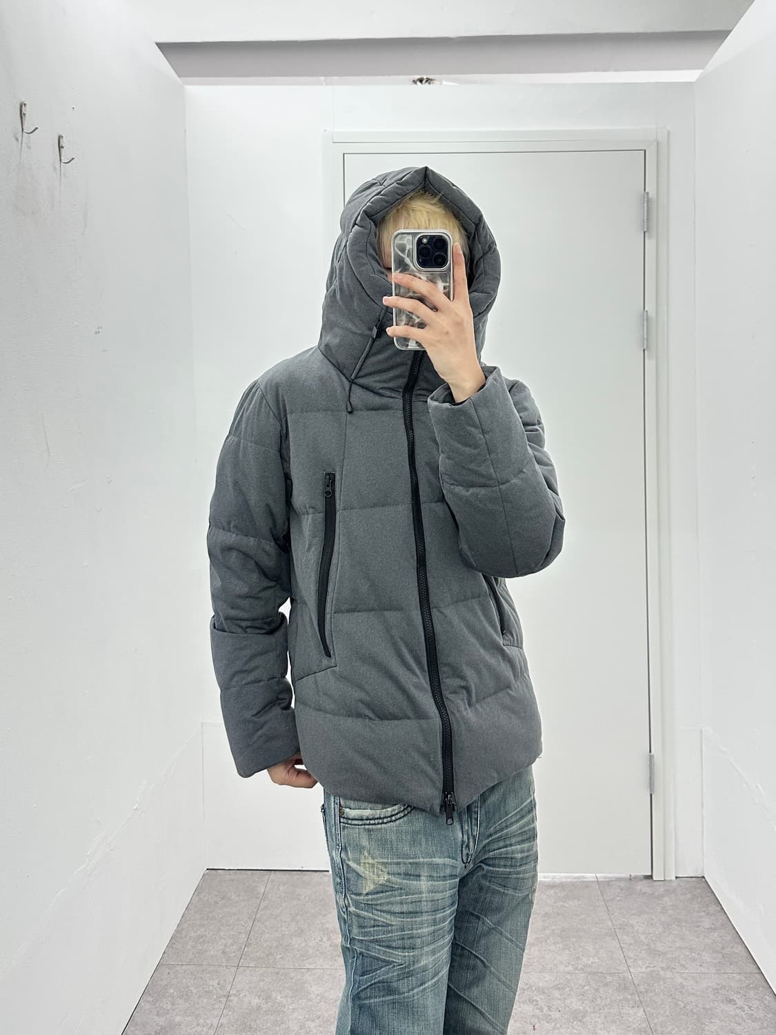 Slick high neck gray puffer jacket 상품이미지4