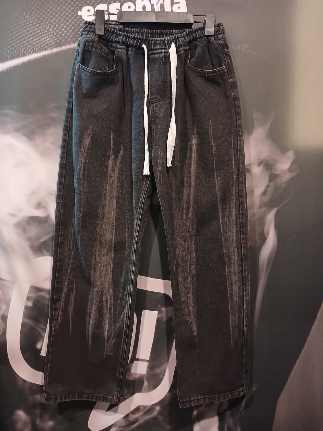 스트릿 빈티지 패턴 밴딩 데님 상품이미지1