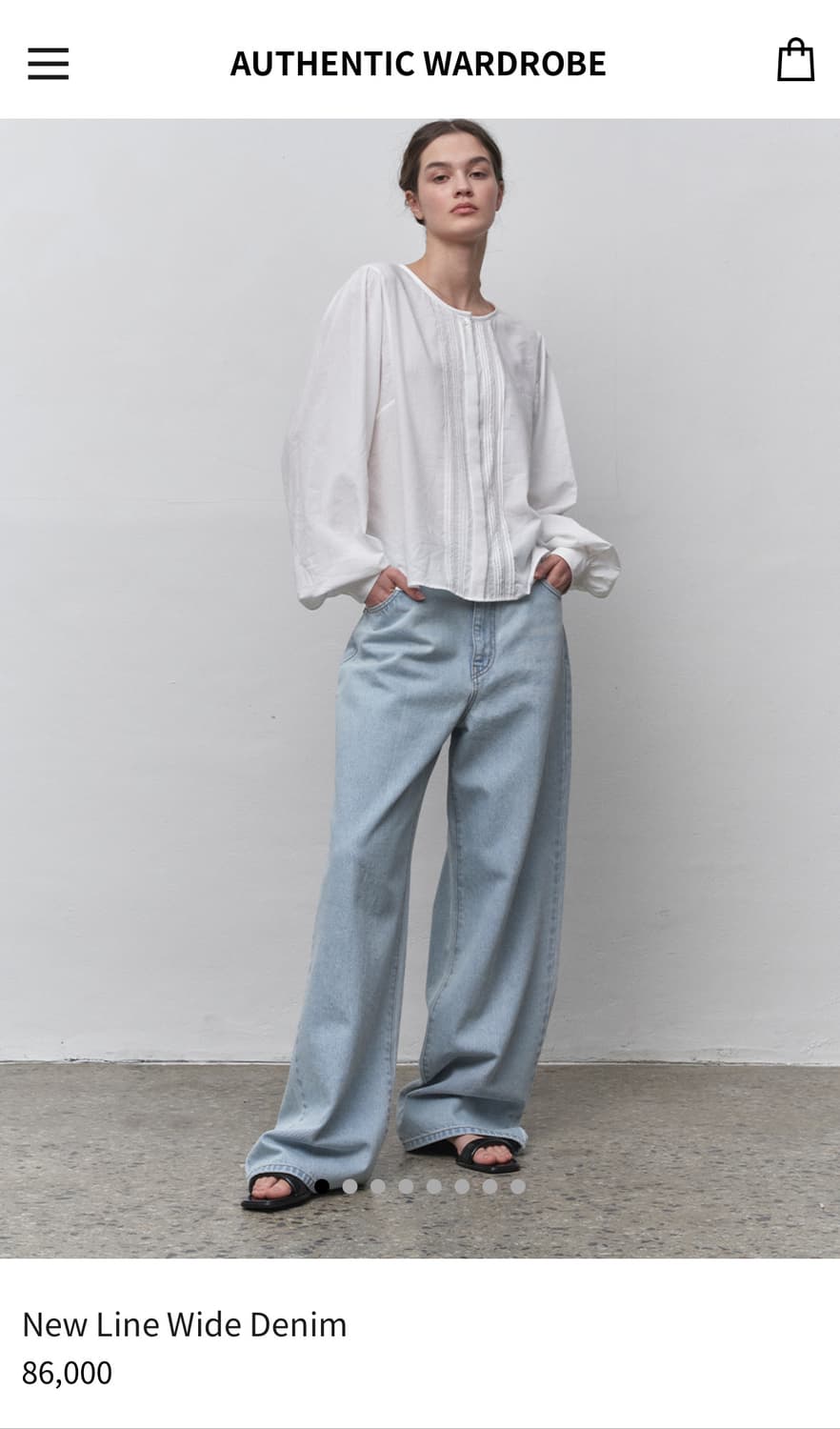 새상품 authentic wardrobe 와이드 데님 팬츠 연청 상품이미지2