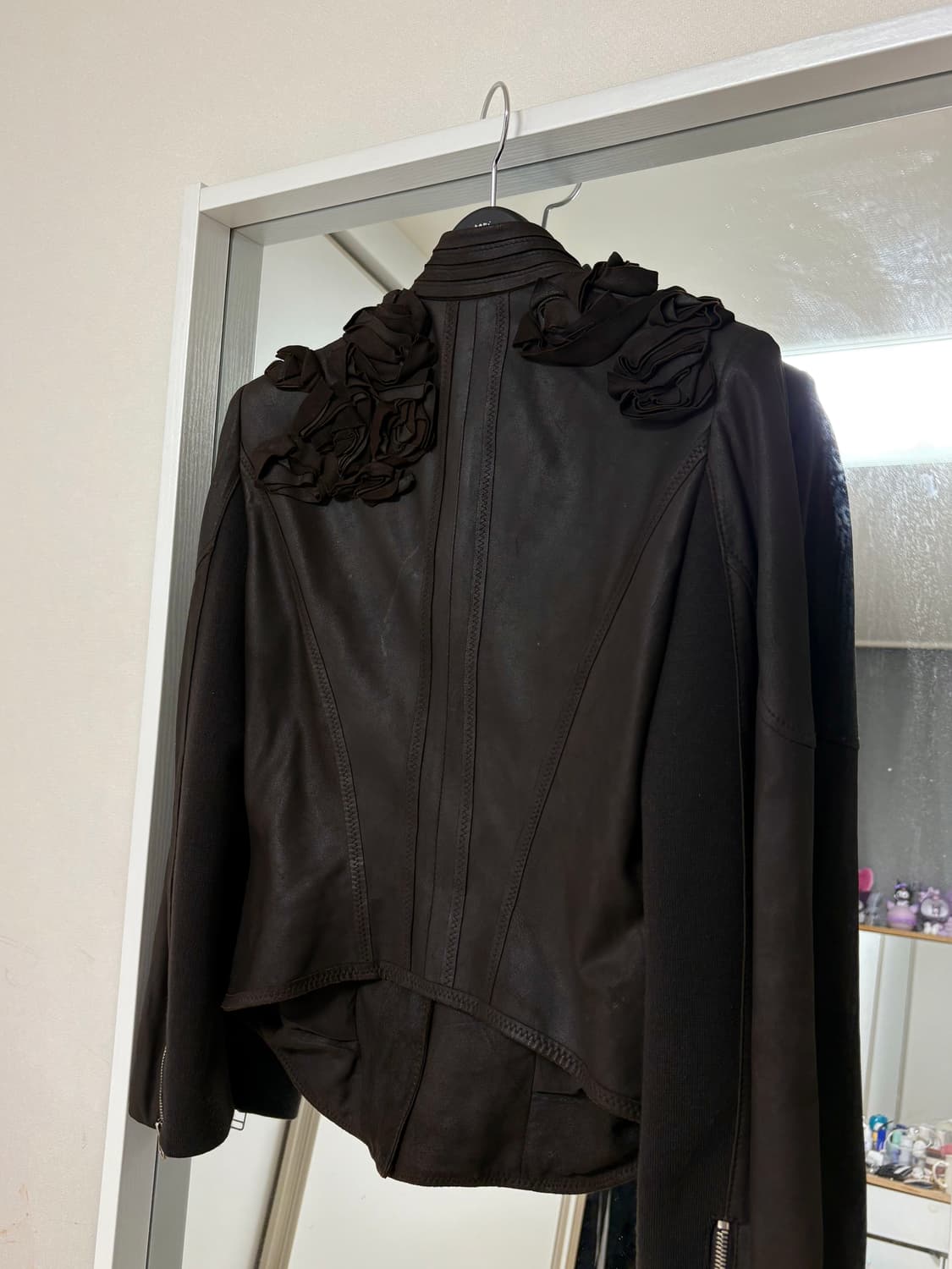 빈티지 다크브라운 로즈 레더 자켓 상품이미지3