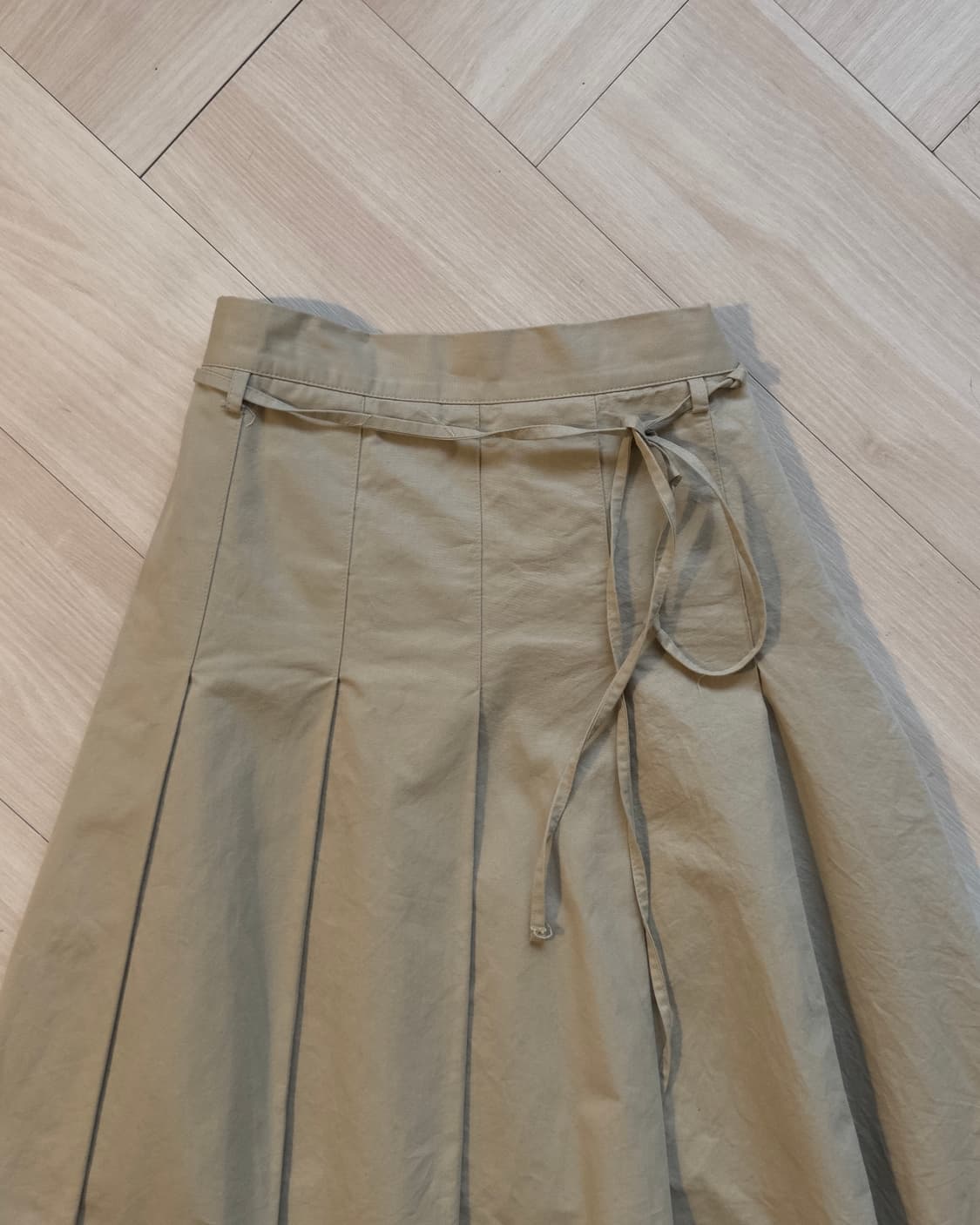 [Vintage] A-line Pleated Wrap Skirt (Bei 상품이미지2