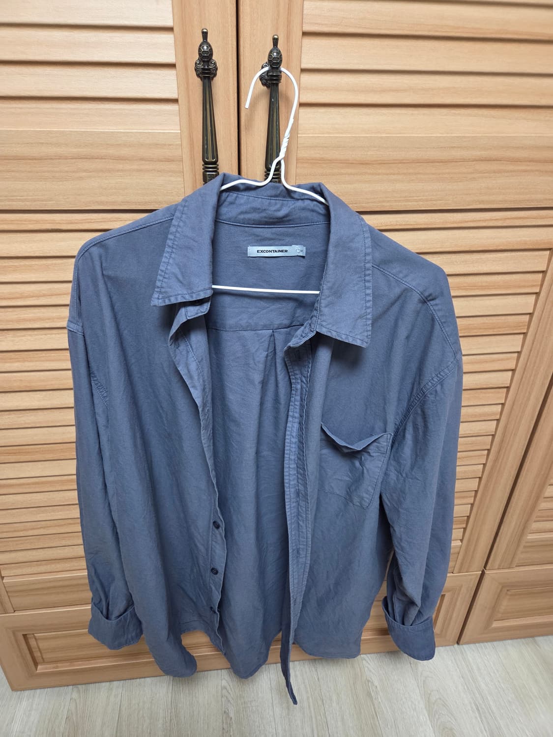 엑스컨테이너 피그먼트 다잉 오버핏 옥스포드 셔츠(STONE BLUE) M 상품이미지1