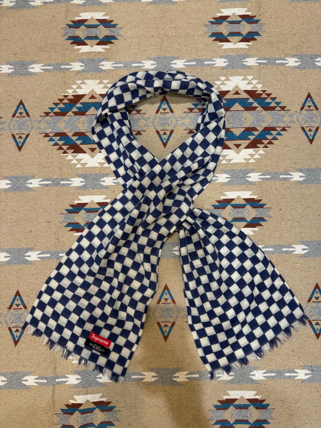 [OS] 슈프림 체커보드 울 머플러 네이비  상품이미지2