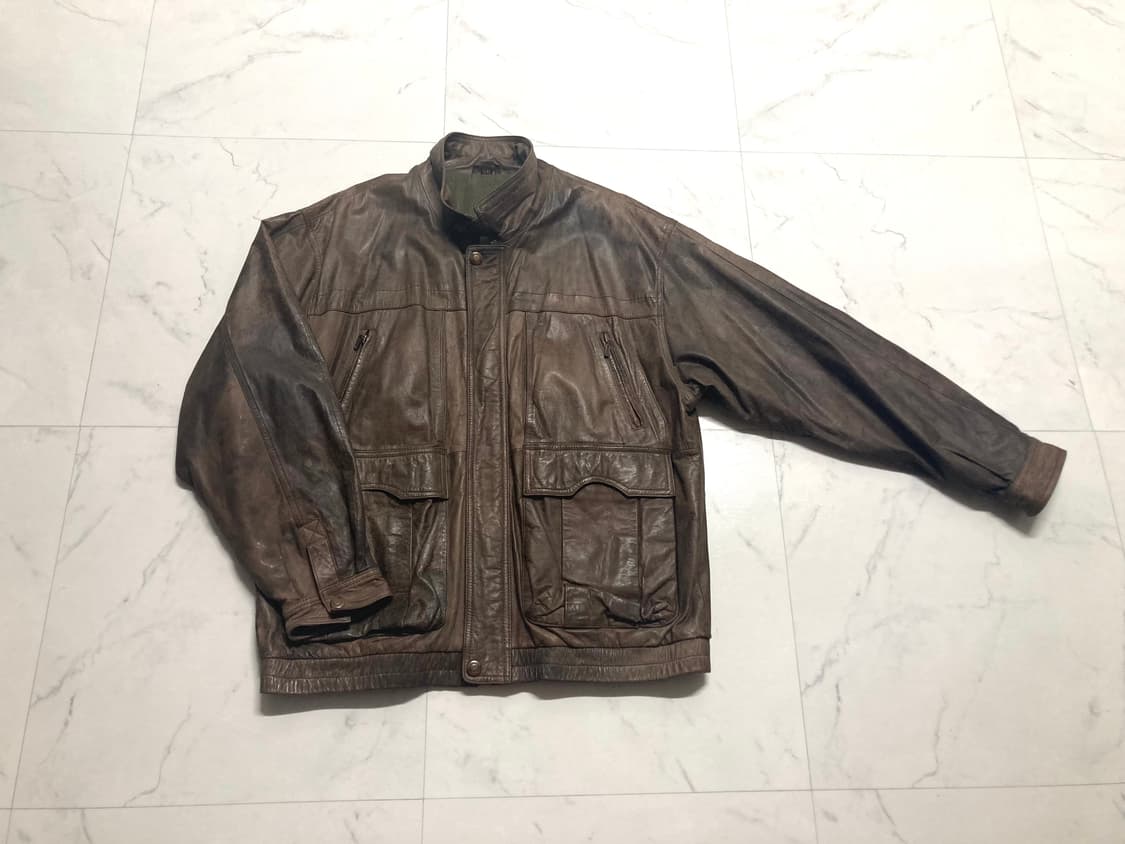 90s 스탠드카라 양가죽 램스킨 필드 봄버 자켓 105-110 상품이미지1