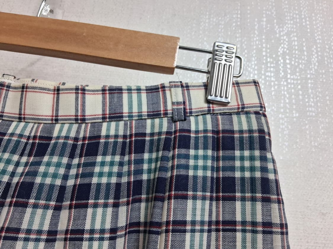 Leilian 레일리안 춘추 100%순모 울체크 플리츠롱스커트 주름체크롱 상품이미지3