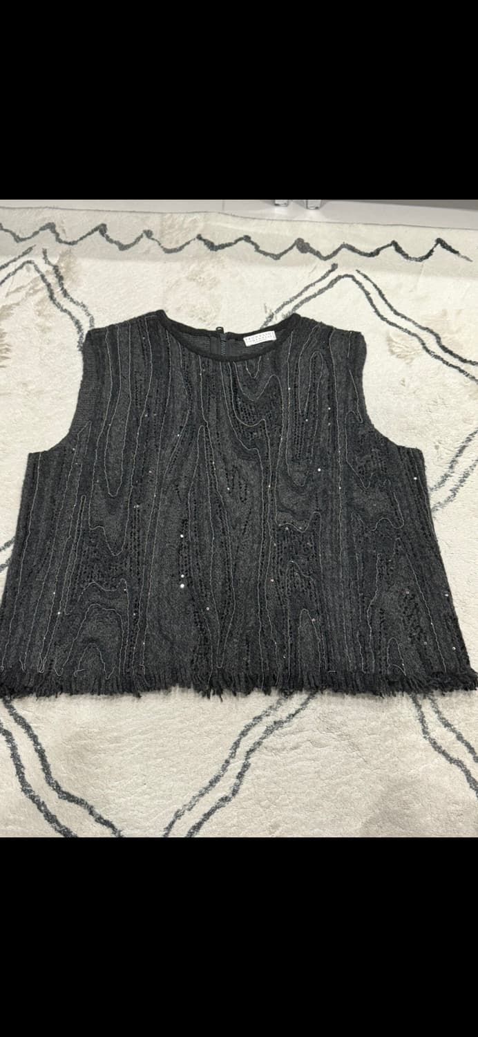 브루넬로 쿠치넬리 여성 캐시미어 스펭글 베스트 XL 상품이미지3