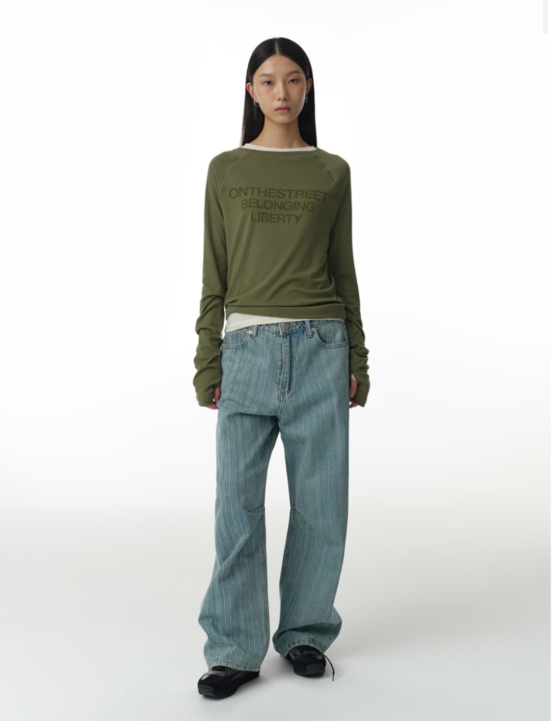 밀로 우먼 홀 래글런 티셔츠 그린 상품이미지2