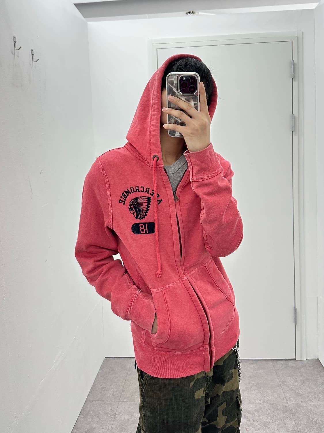 Abercrombie & Fitch hood zip up y2k pink 상품이미지3