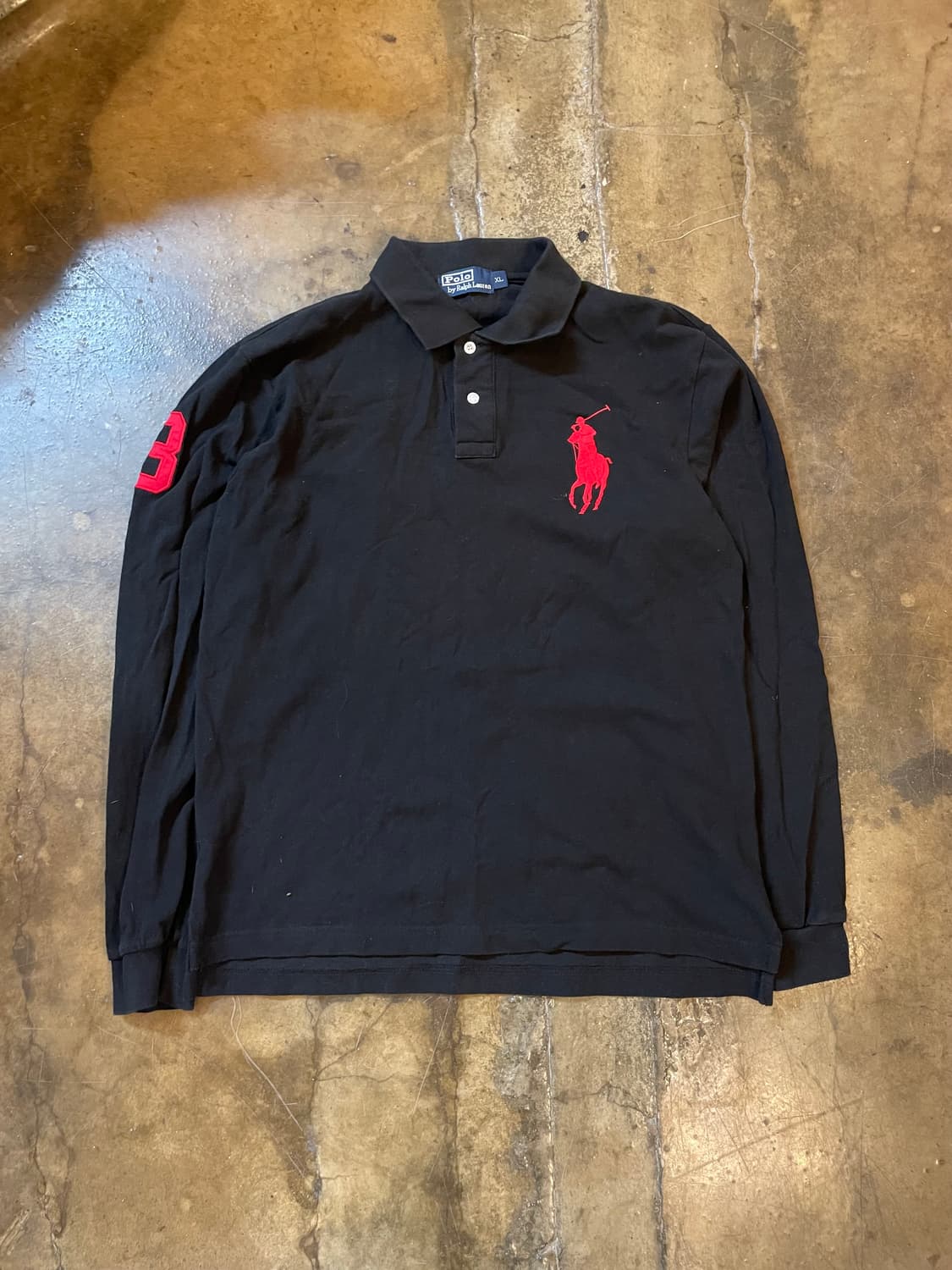 폴로 랄프로렌 레드 빅포니 PK 긴팔티셔츠 블랙 상품이미지1