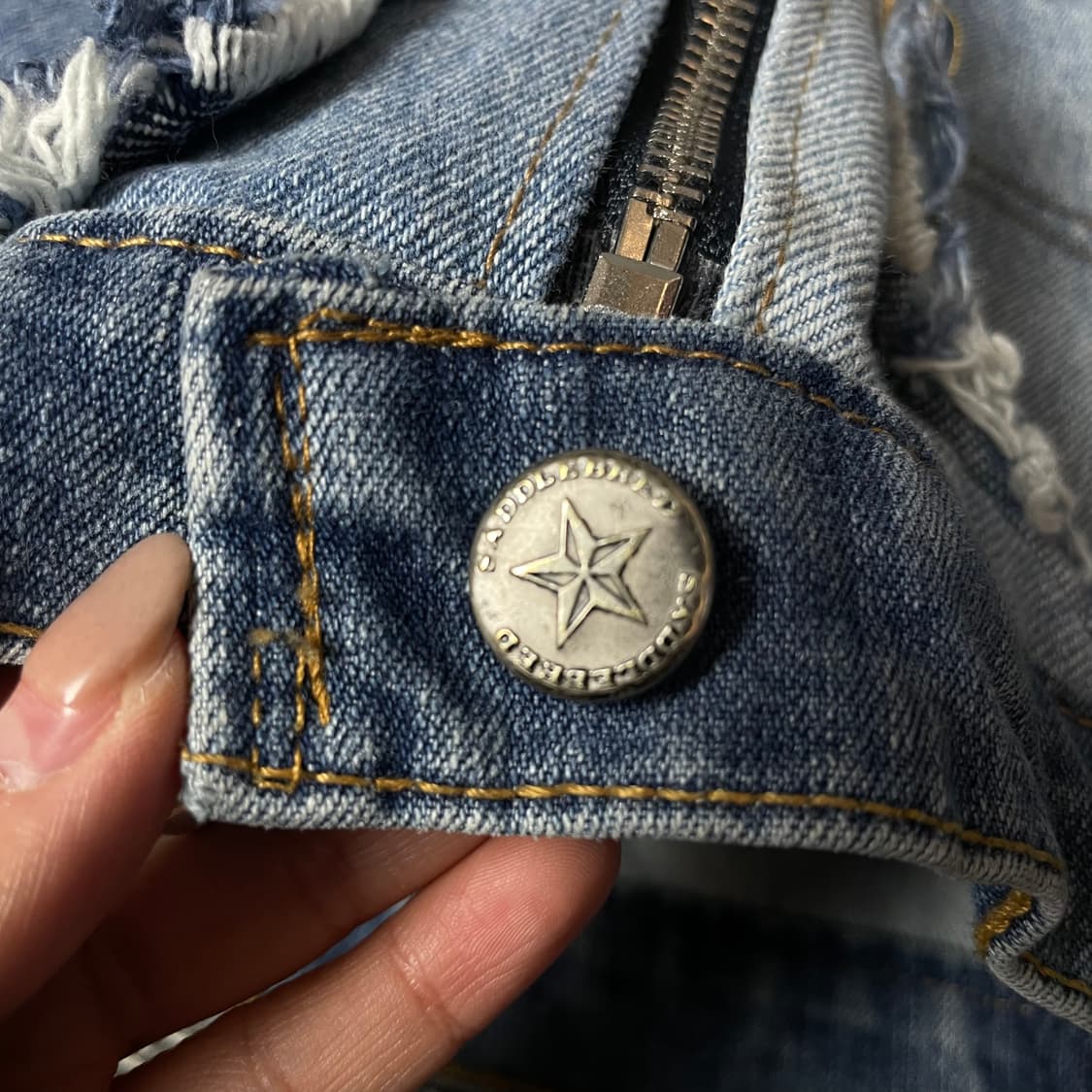 빈티지 연청 커스텀 패치워크 데님 자켓 상품이미지5